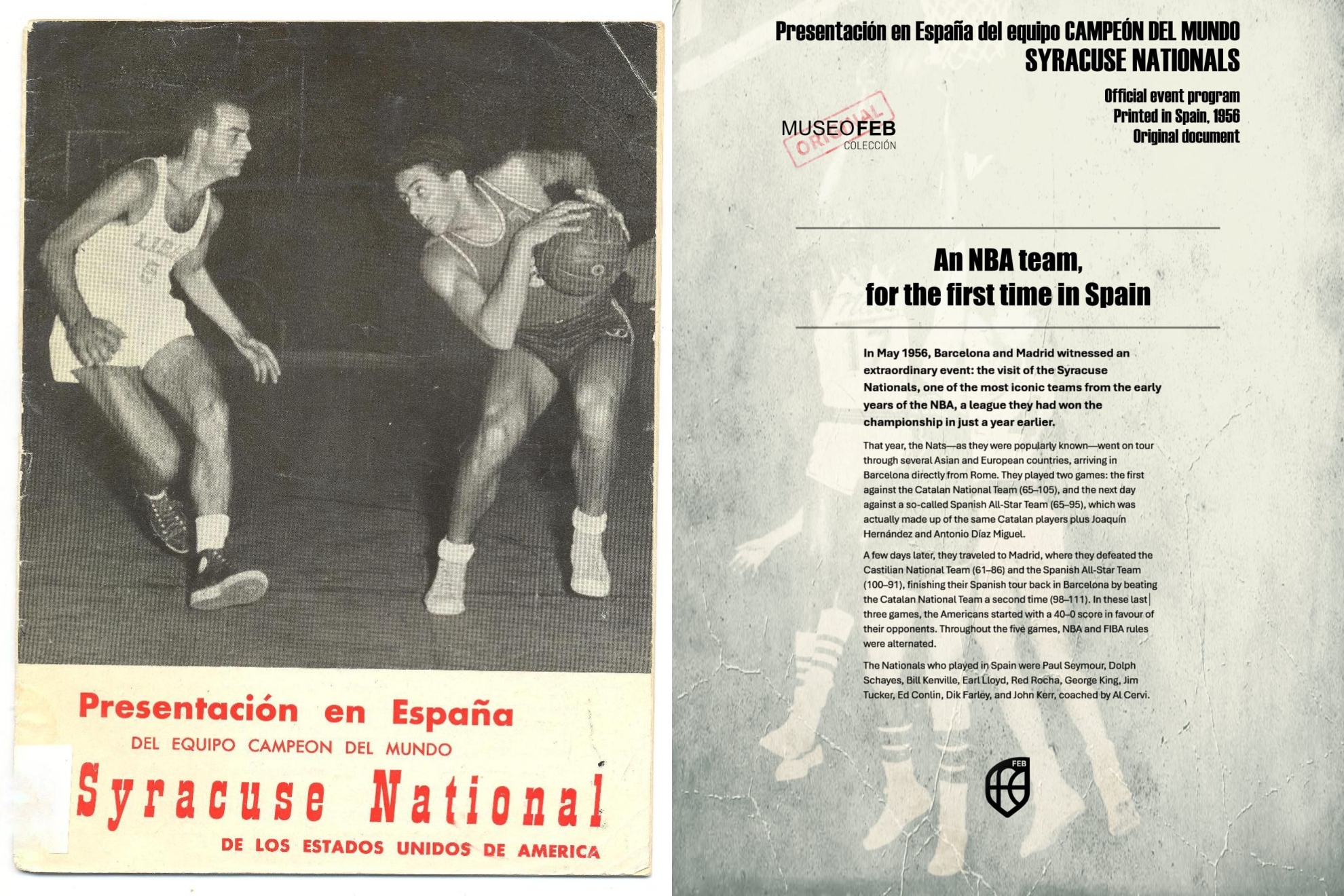 El cartel y documento acreditativo de la visita a España de Syracuse Nationals en 1956