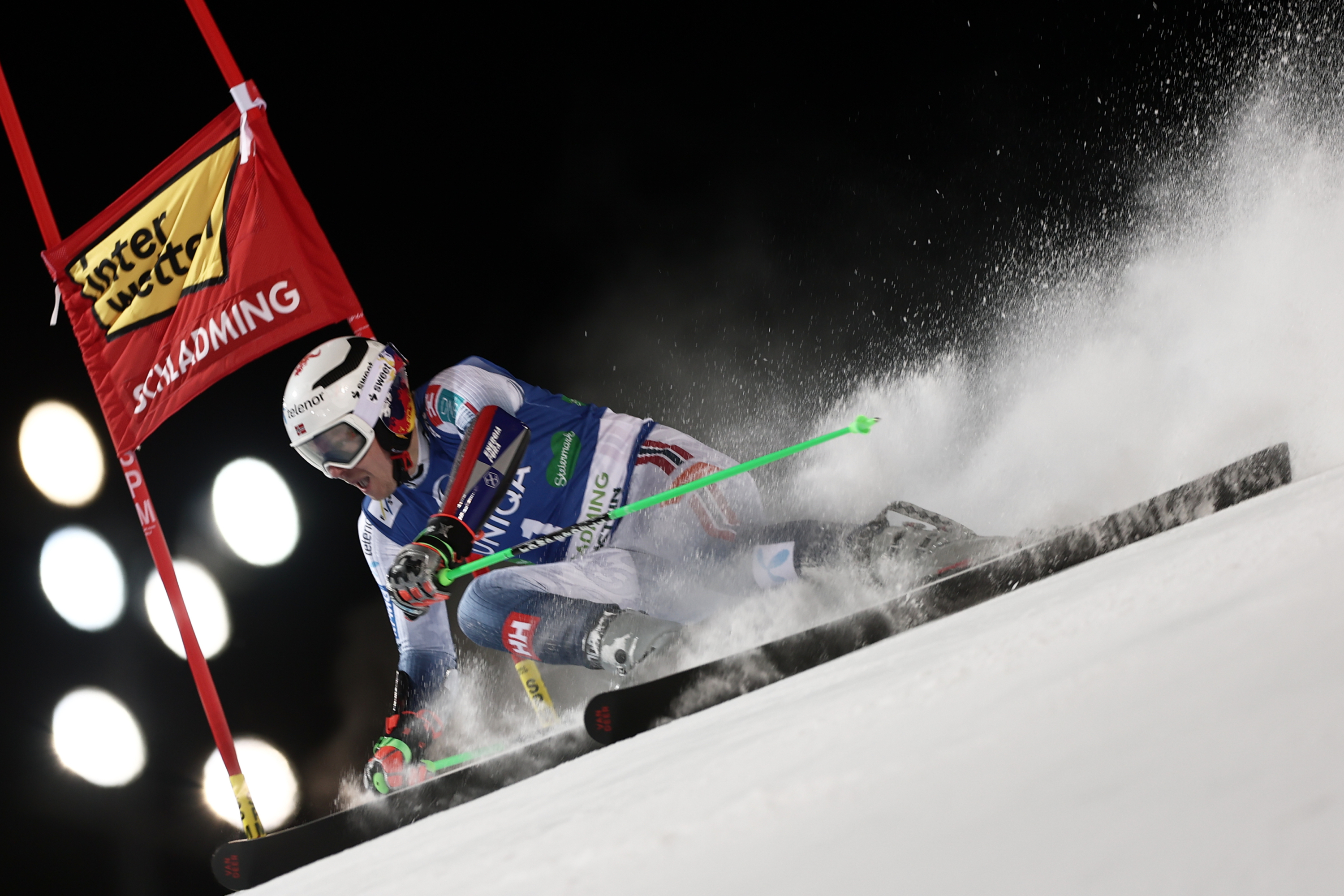 Henrik Kristoffersen, durante la primera bajada de la tarde en Schladming.