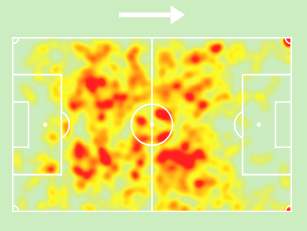 El mapa de calor de Dani Pacheco.