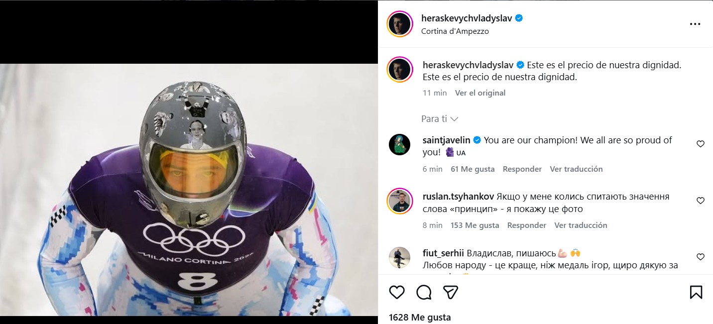 El mensaje de Vladislav Heraskevych en Instagram.