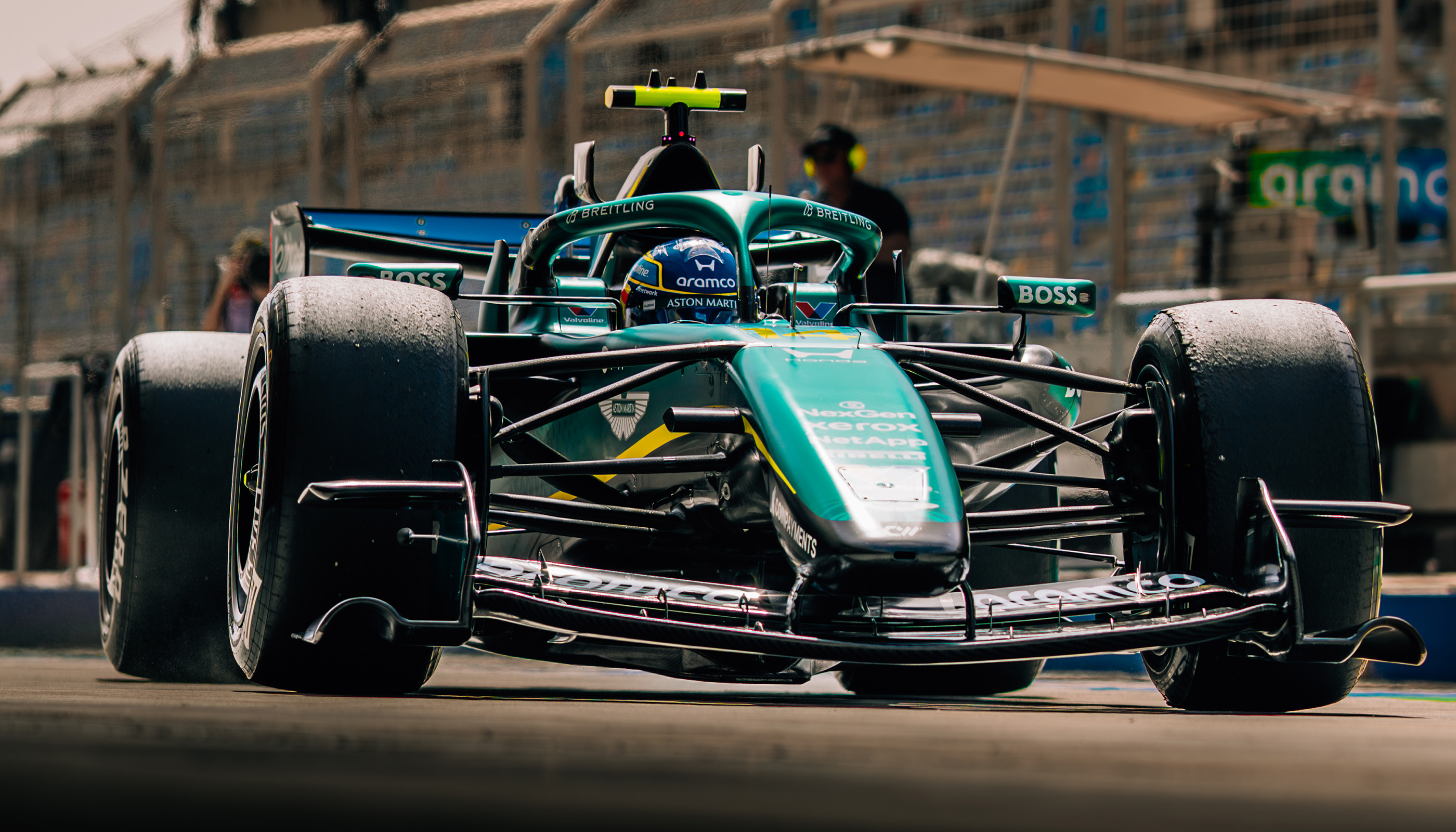 Fernando Alonso, durante la segunda jornada de pruebas colectivas en Bahréin.