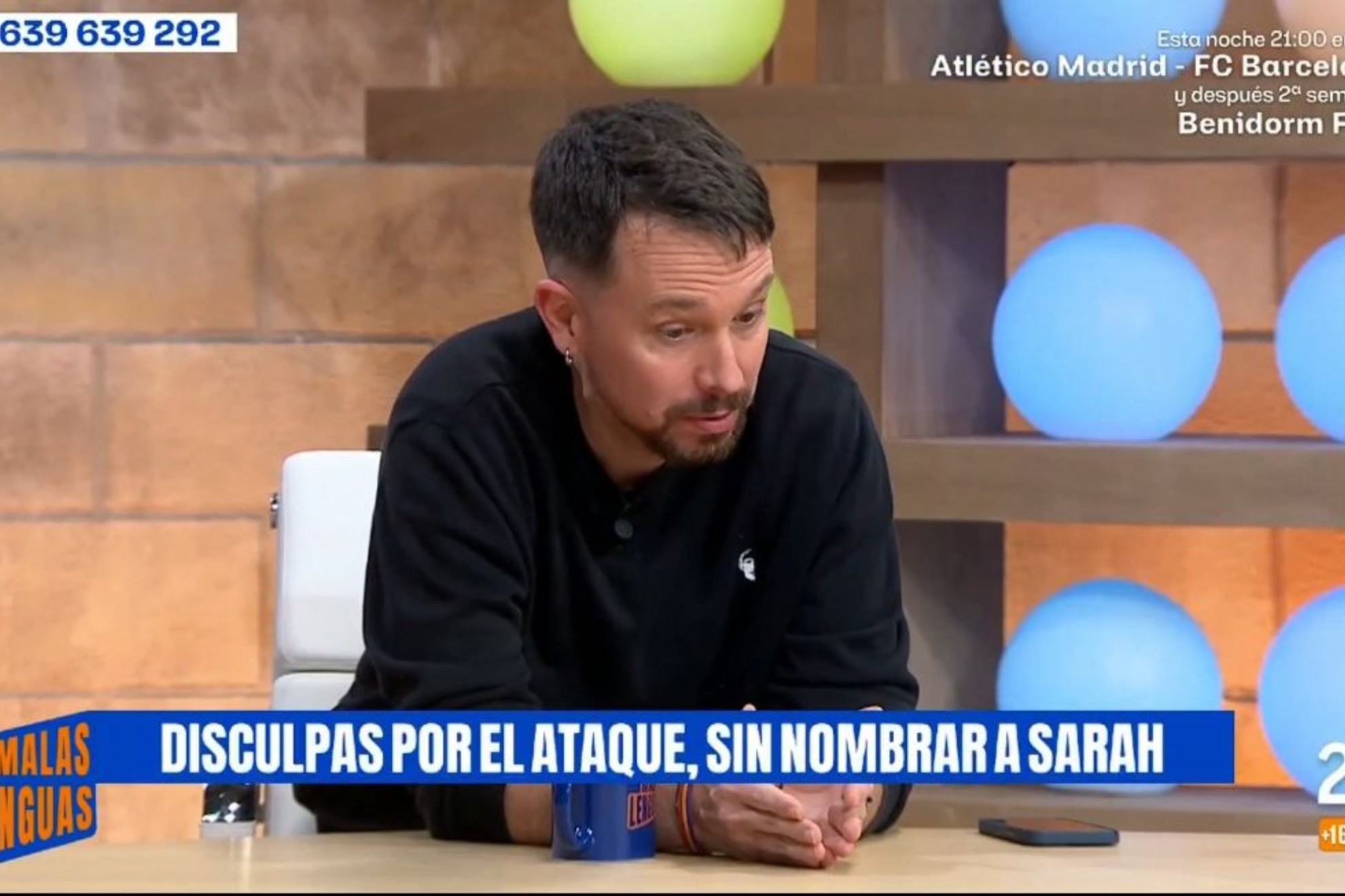 Pablo Iglesias, sobre las disculpas a Sarah Santaolalla: "Si dijéramos que  Pablo Motos es un enano de mierda, claro que la intención es ofender”