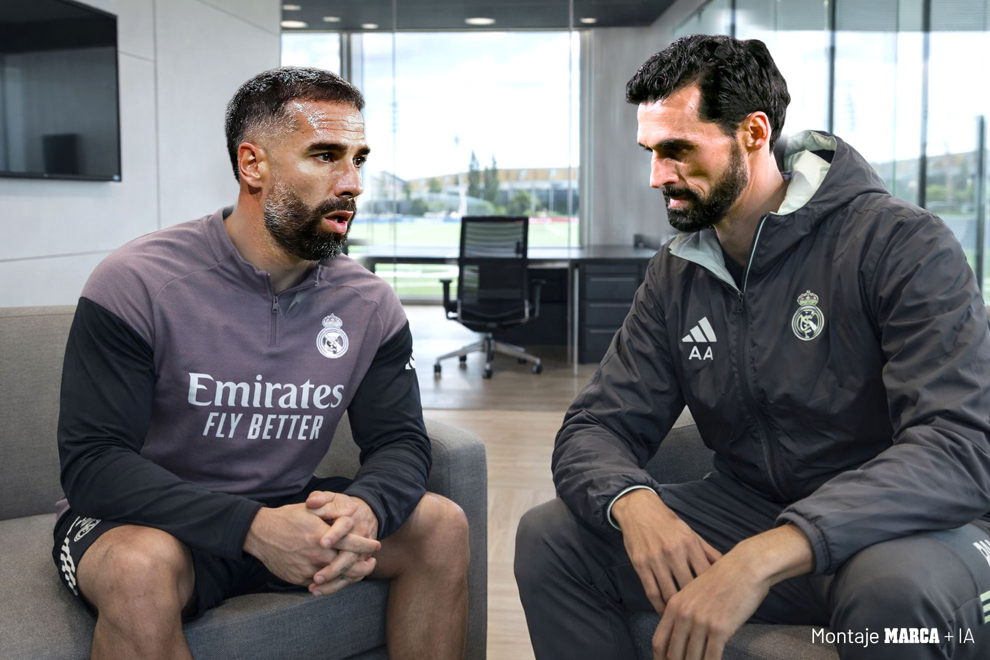 Arbeloa y Carvajal en una imagen creada por la IA.