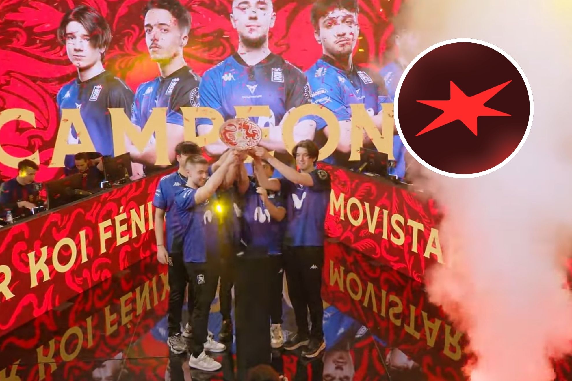 Movistar KOI Fénix levantando el título del Kick Off de la LES