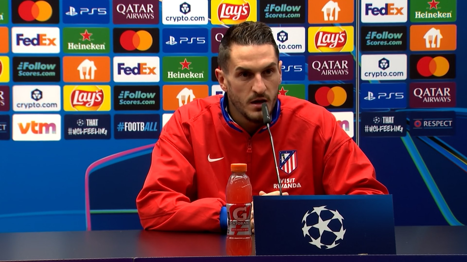 Koke, en rueda de prensa.