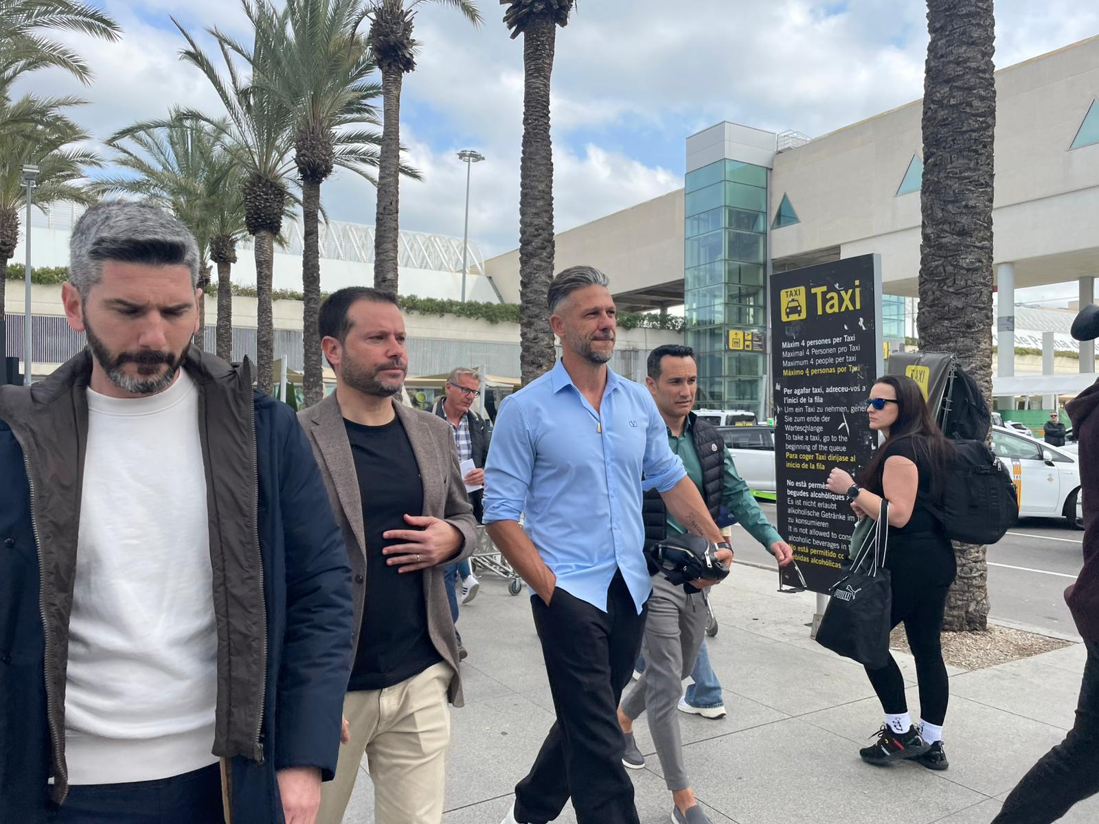 Demichelis, en el aeropuerto de Mallorca.