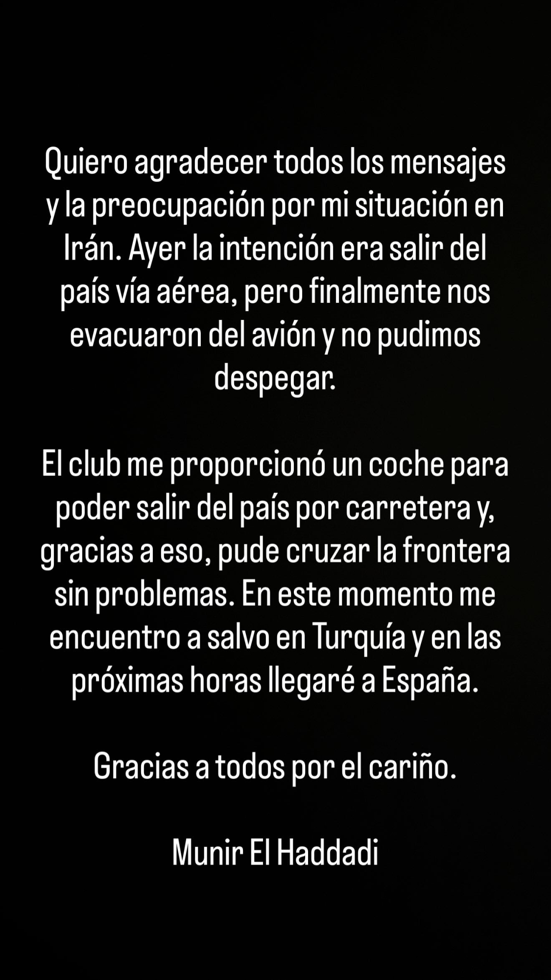 El mensaje que puso Munir en redes.