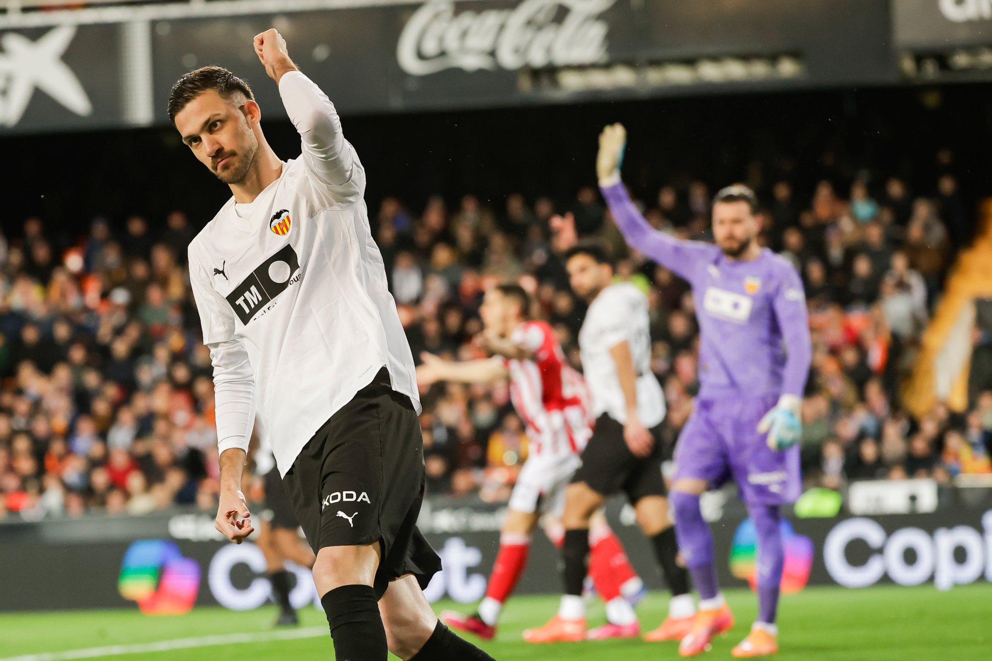 Copete, en un partido con el Valencia en Mestalla.