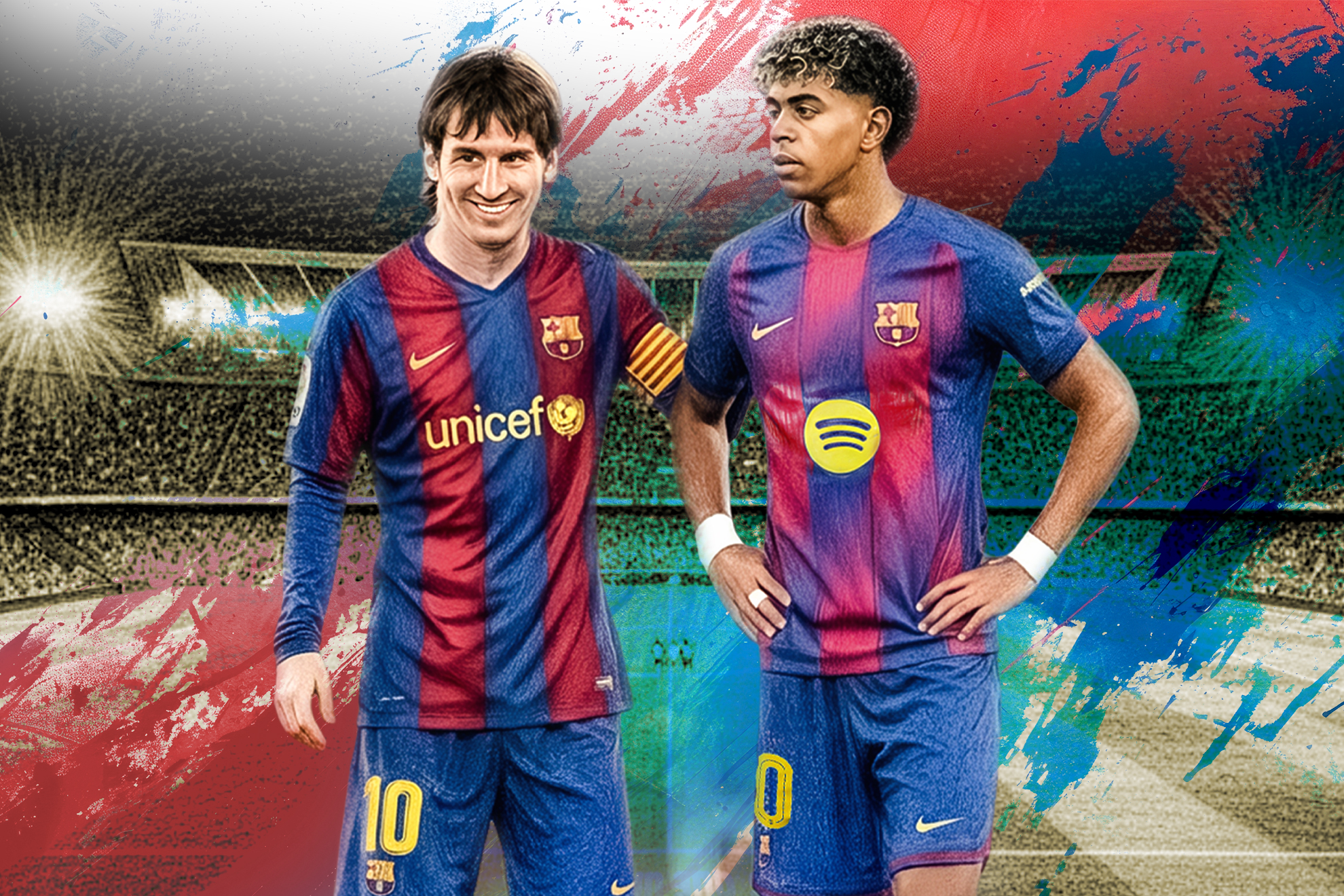 Leo Messi y Lamine Yamal