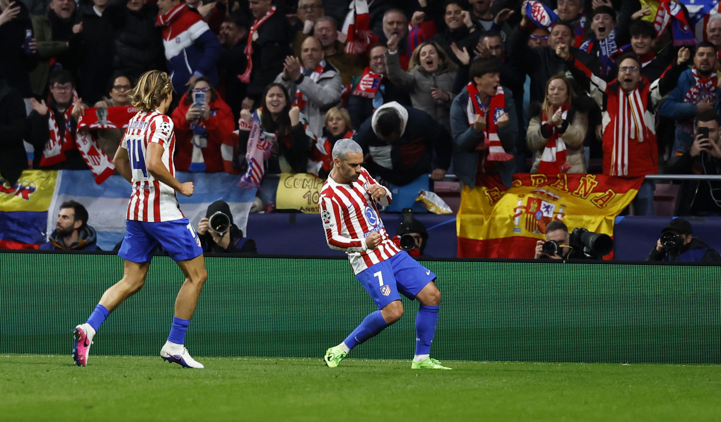 Griezmann celebrando un gol ante el Tottenham.