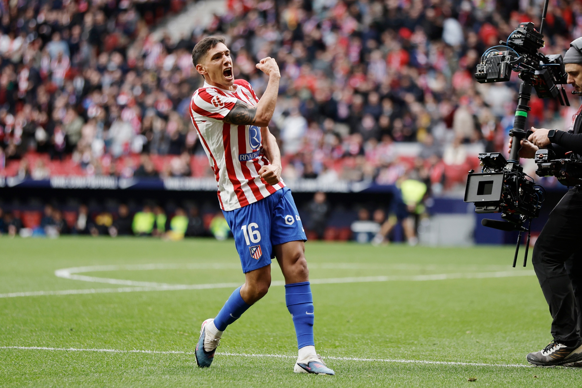 Molina celebrando su gol ante el Getafe.
