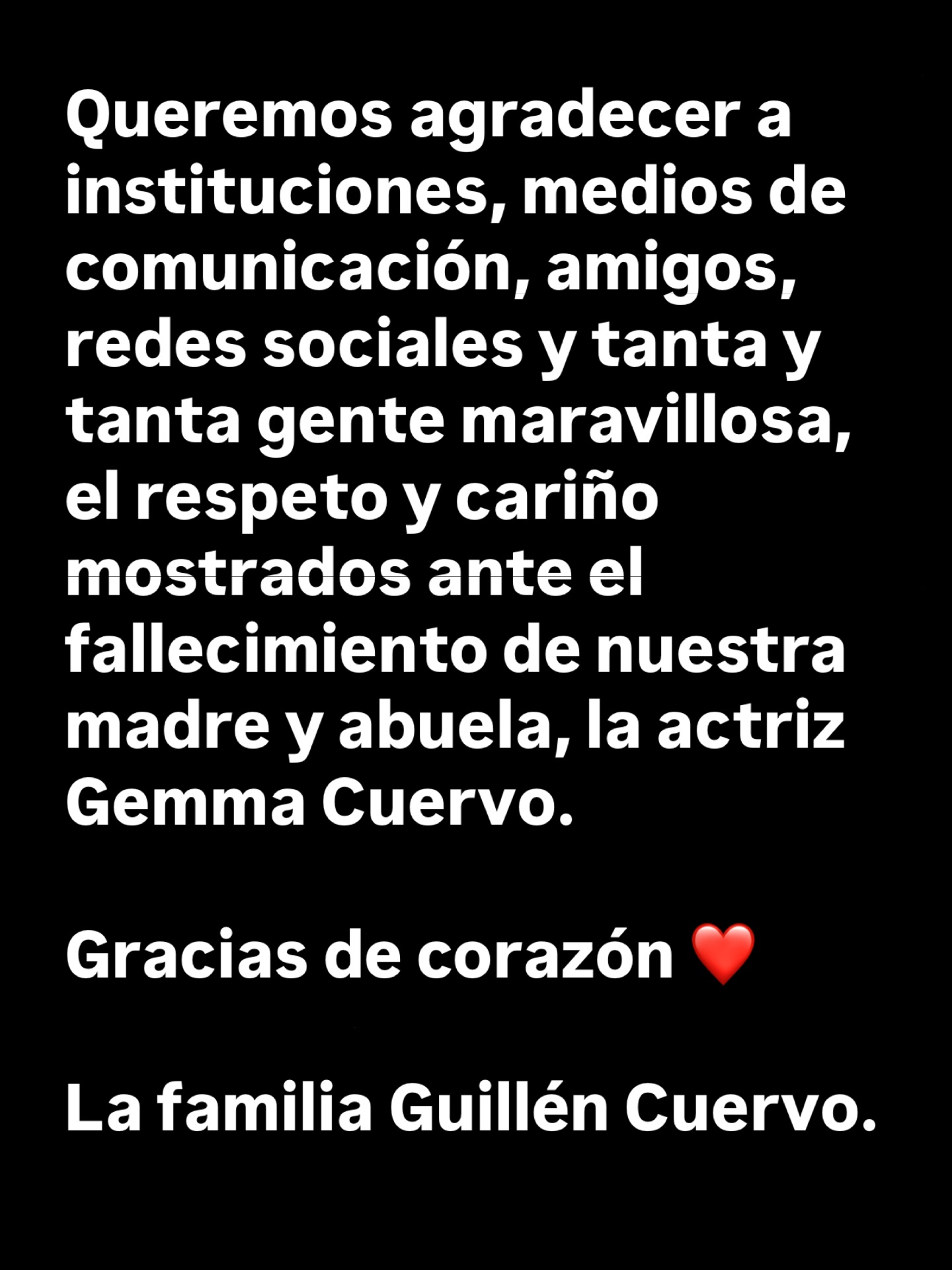 La familia de Gemma Cuervo emite un comunicado para expresar su ...
