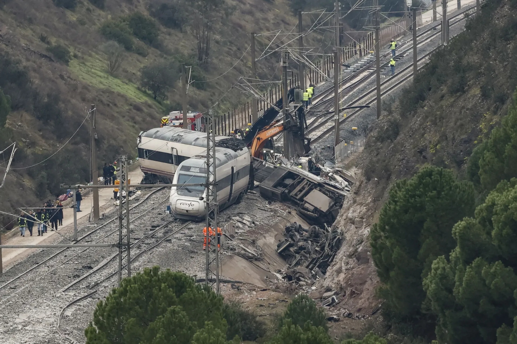 Imagen del siniestro ferroviario de Adamuz. EFE