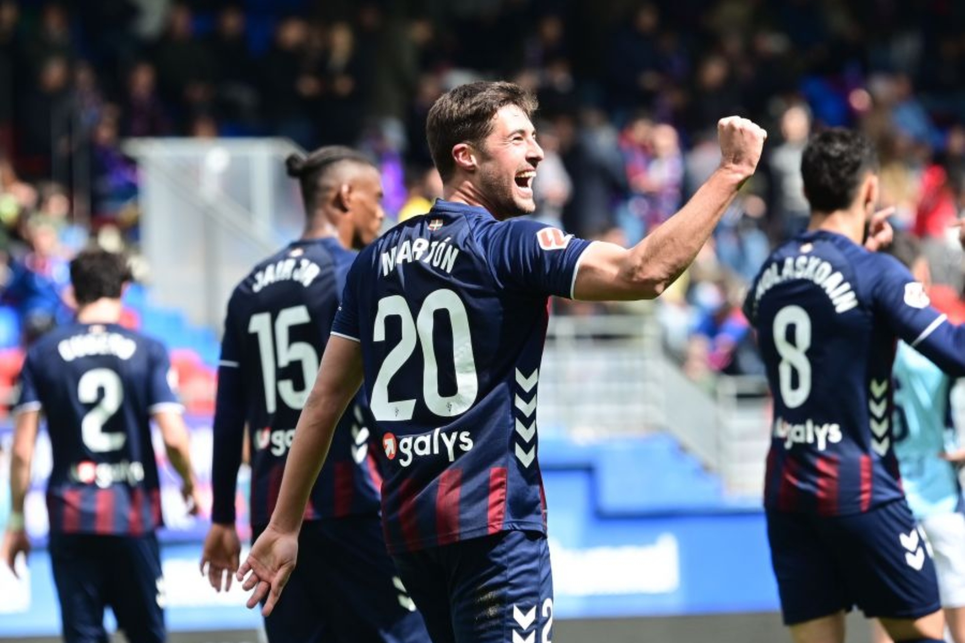 Javi Martón celebra el segundo gol que marcó a Las Palmas.