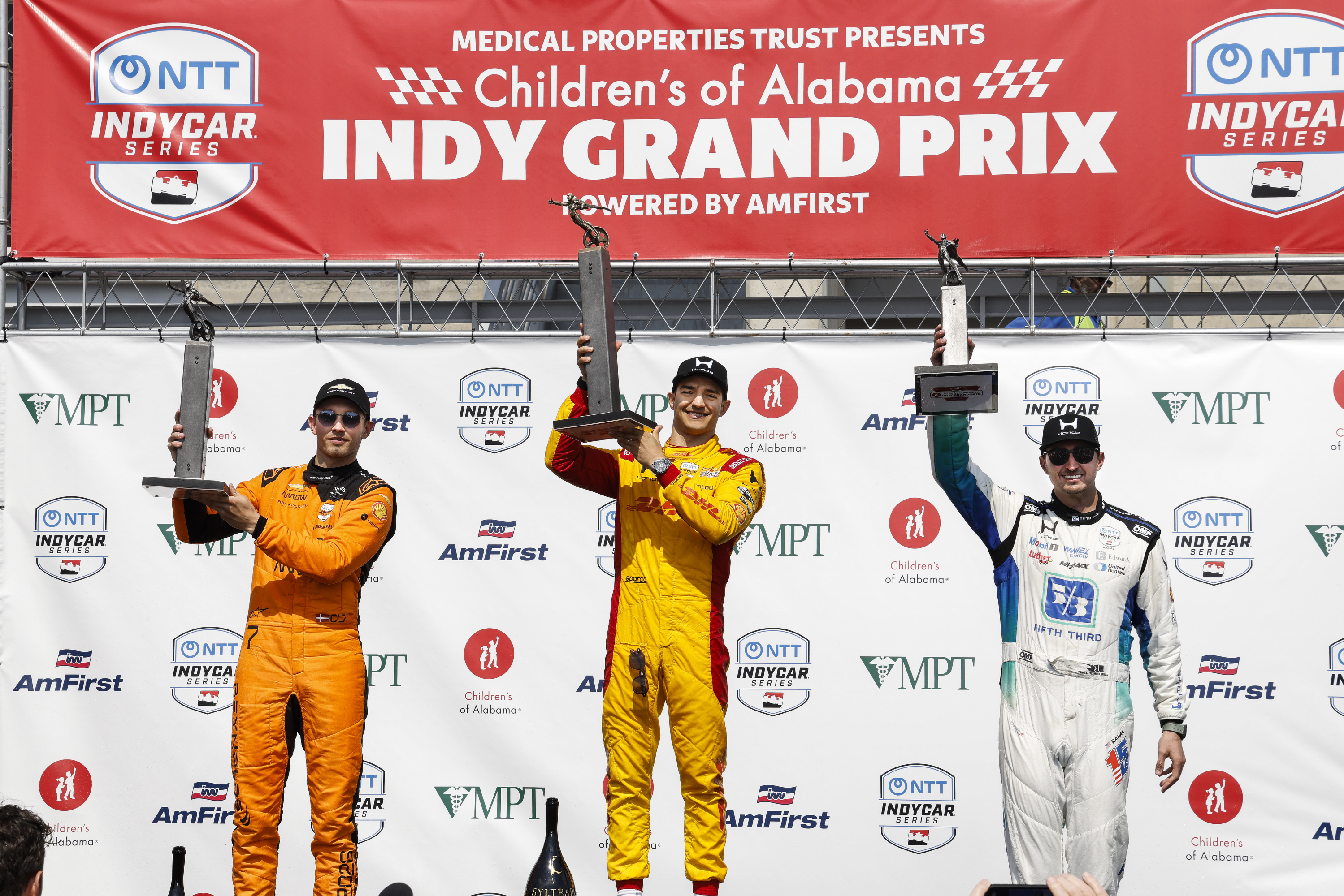 Palou, Lundgaard y Rahal, podio del GP de Alabama 2026