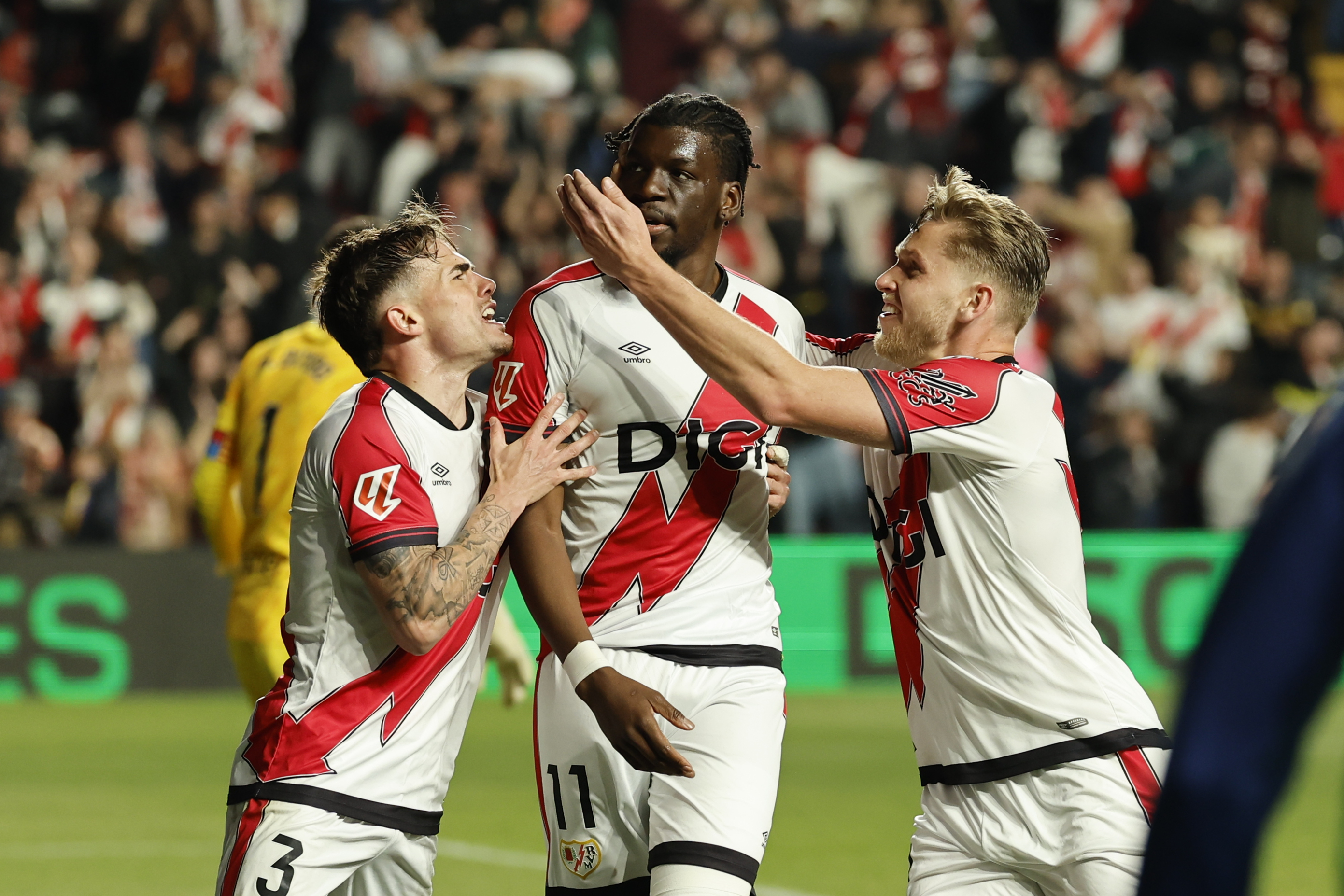Randy Nteka celebra su gol ante el Elche para darle el triunfo ante el Rayo&nbsp;