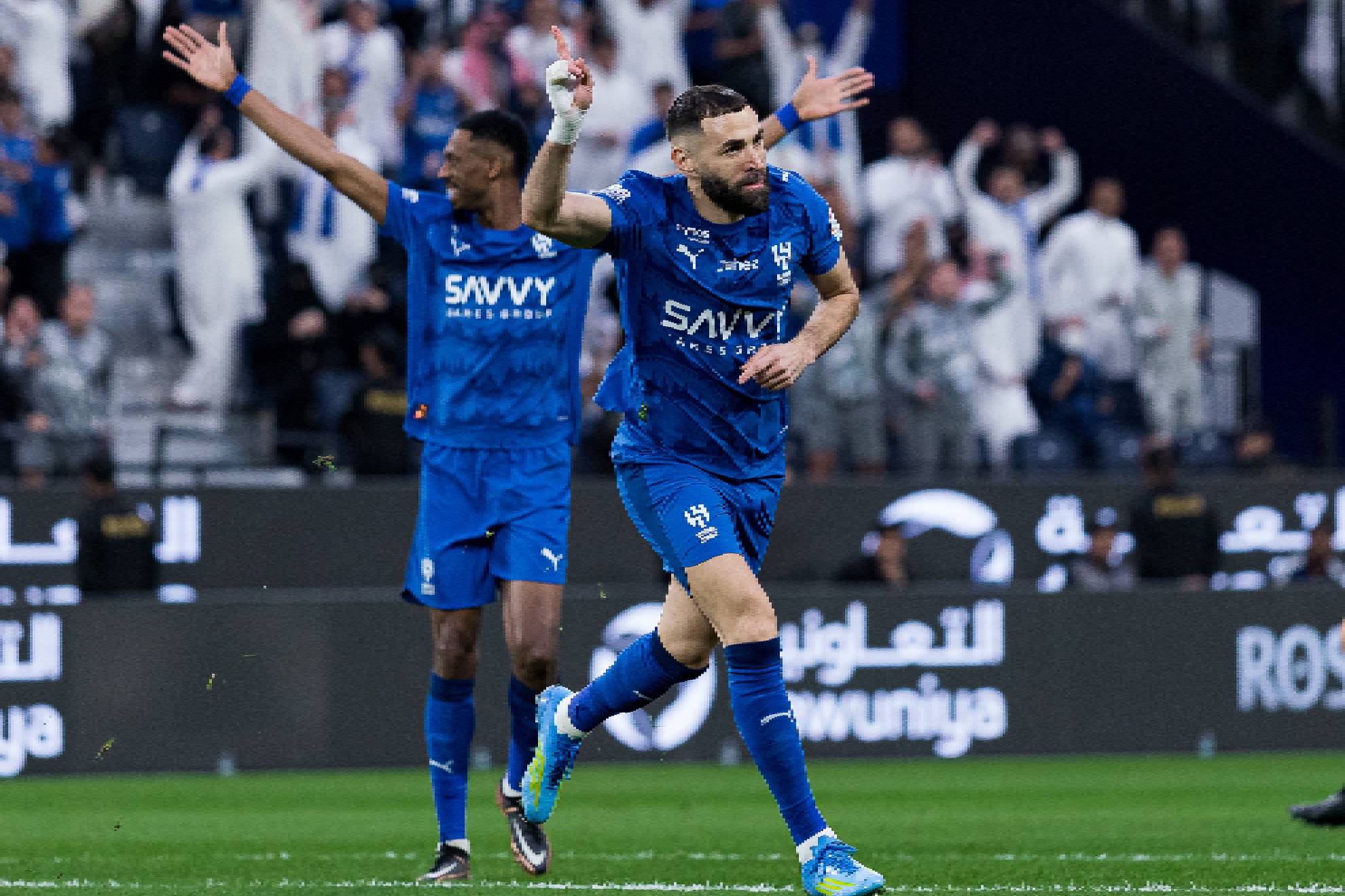 Karim Benzema celebra su hat-trick ante Al Kholood Al-Hilal en X