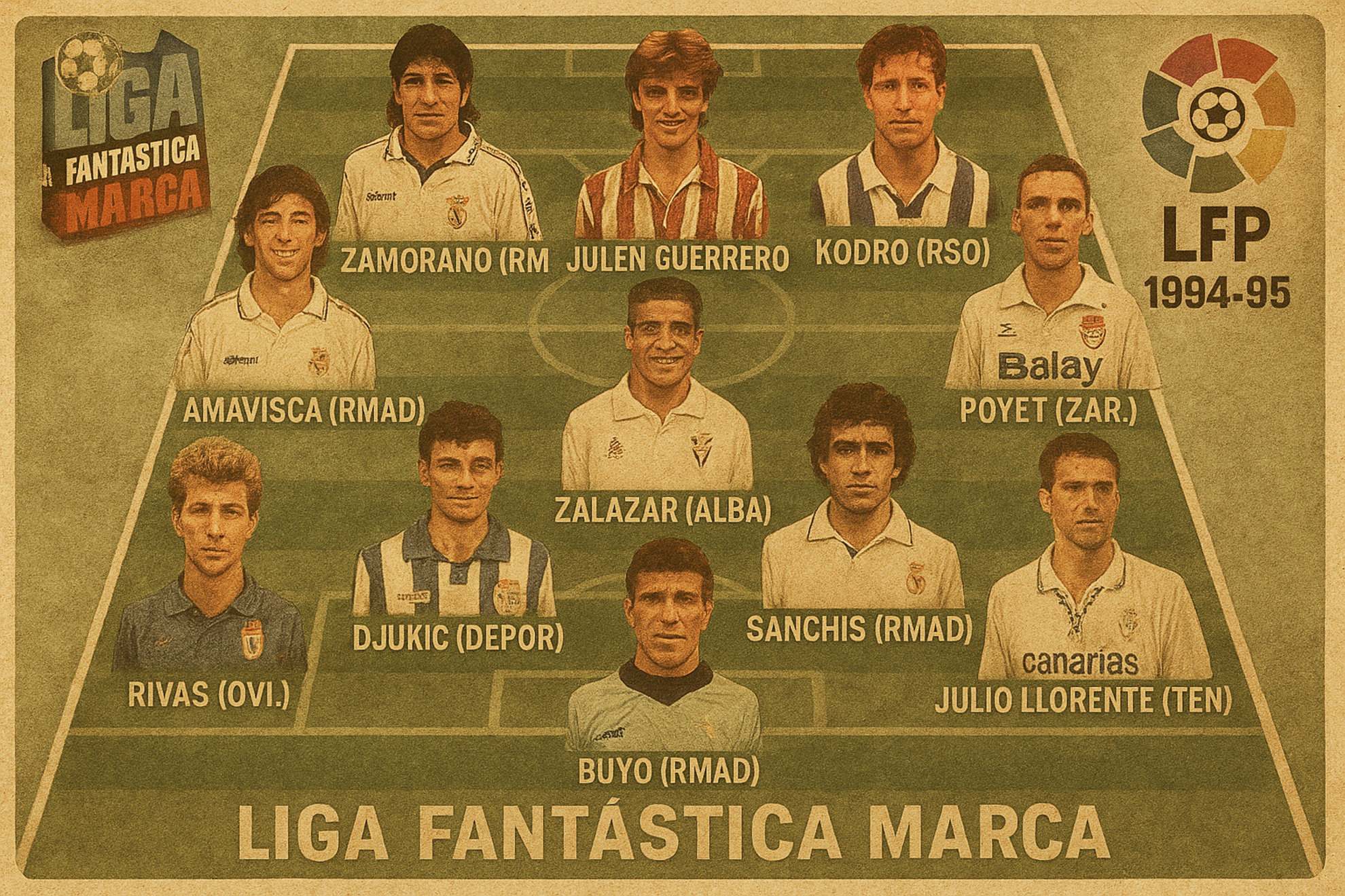 En la jornada retro de LaLiga recordamos el primer once ideal de la Fantástica.