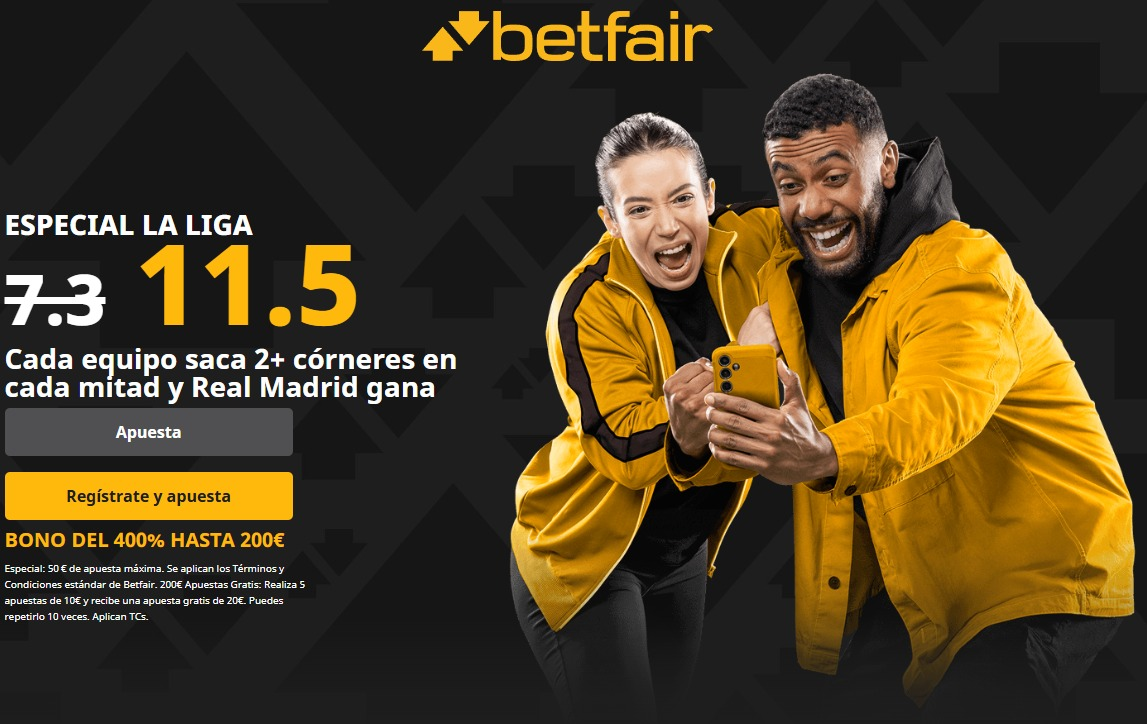 Interfaz de la plataforma Betfair mostrando opciones de casino y apuestas
