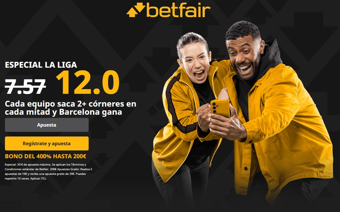 Interfaz de Betfair mostrando ofertas