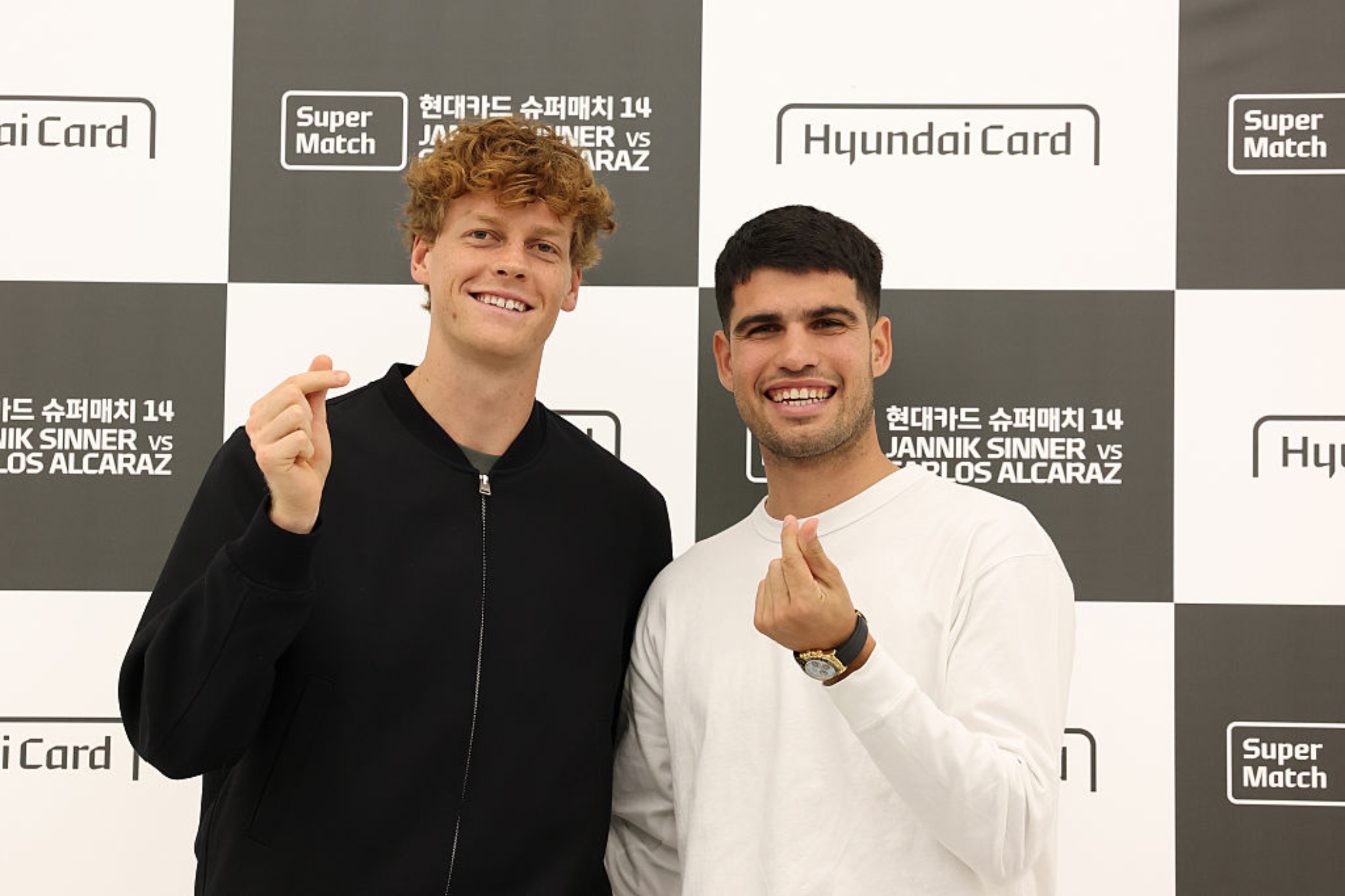Sinner y Alcaraz, en un acto promodional.