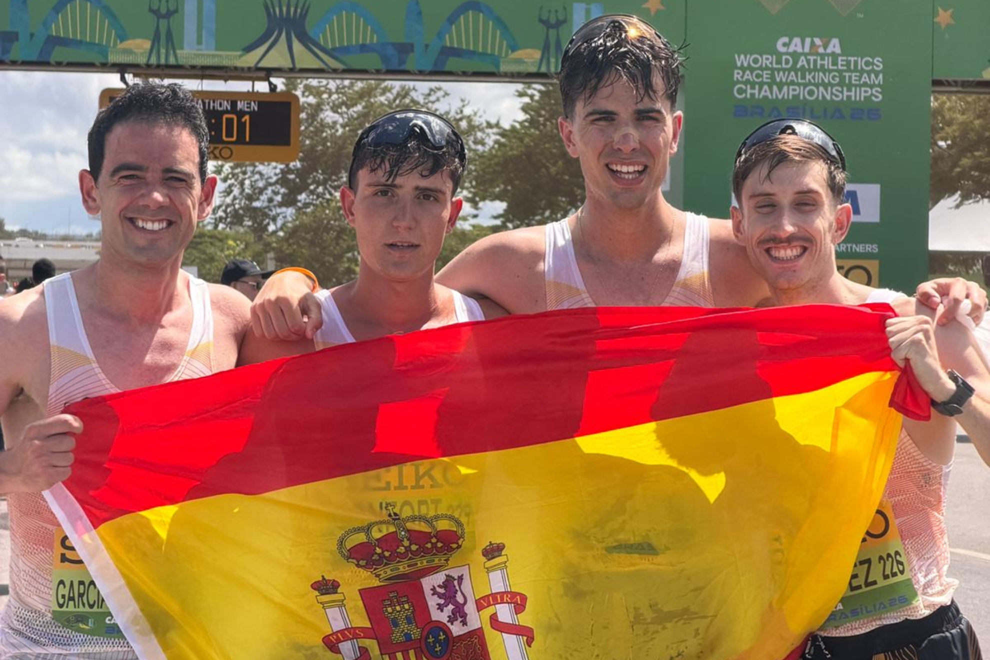 El equipo español subcampeón de medio maratón.