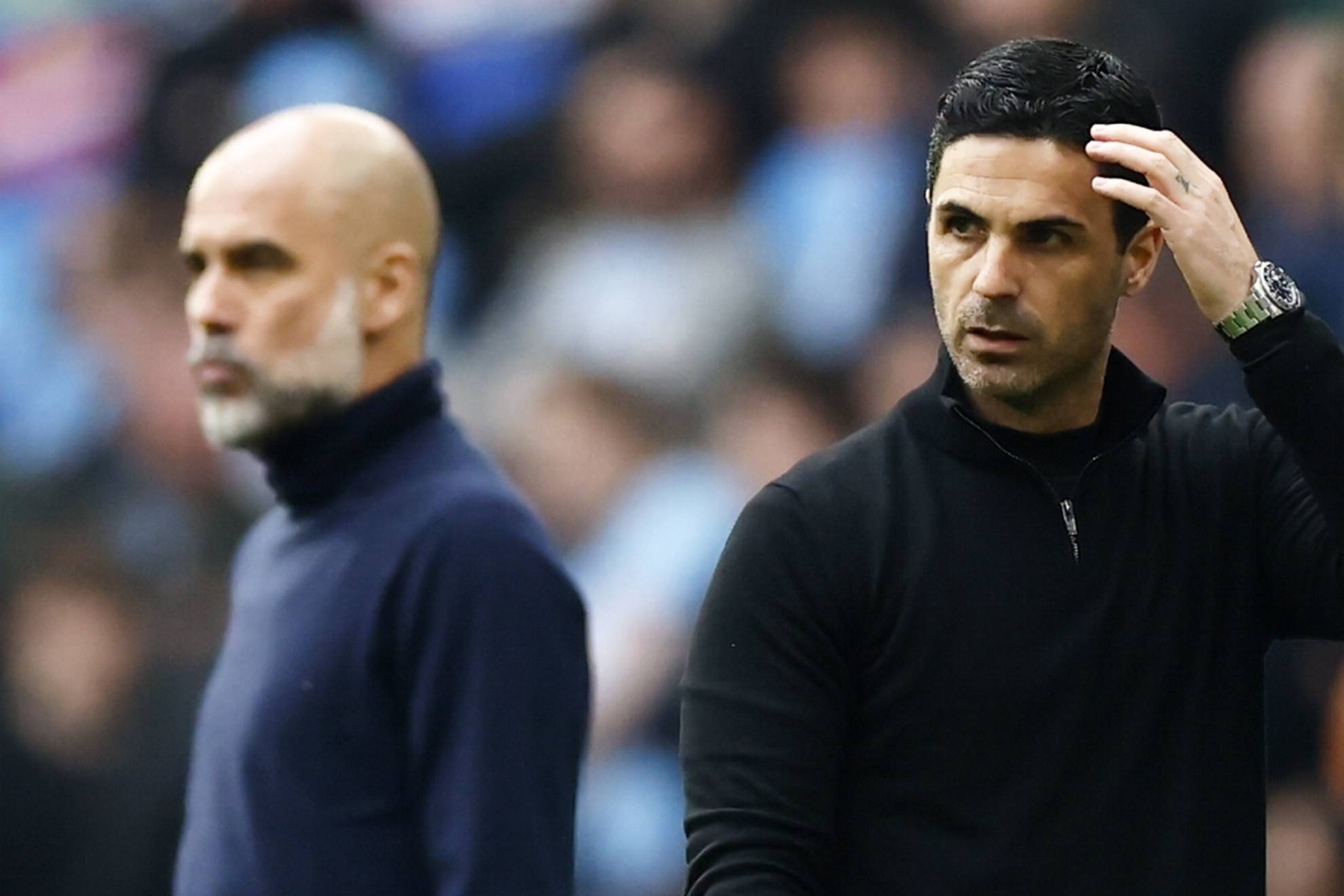 Guardiola y Arteta en la final de la Carabao Cup.