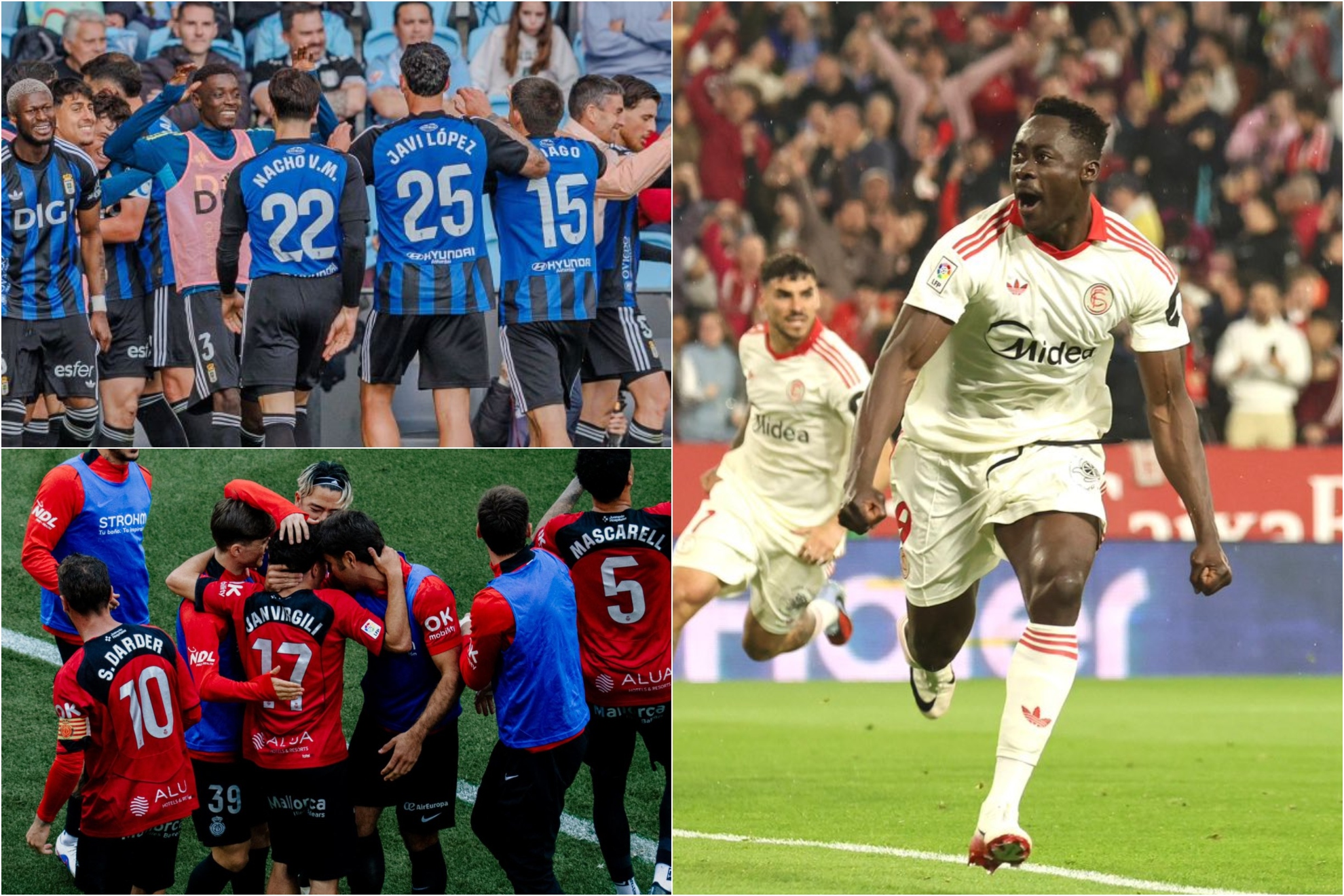 Victorias del Real Oviedo, el Mallorca y el Sevilla