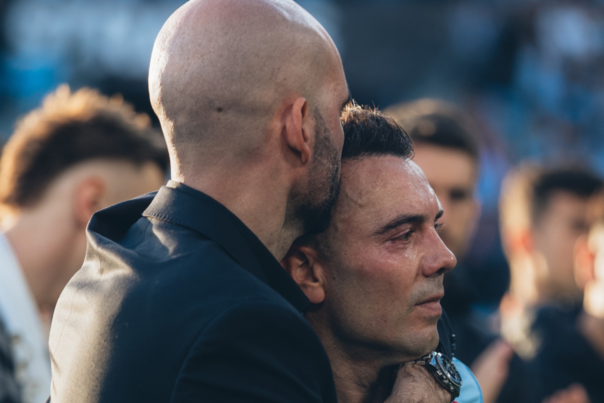 Aspas, llorando con Giráldez.