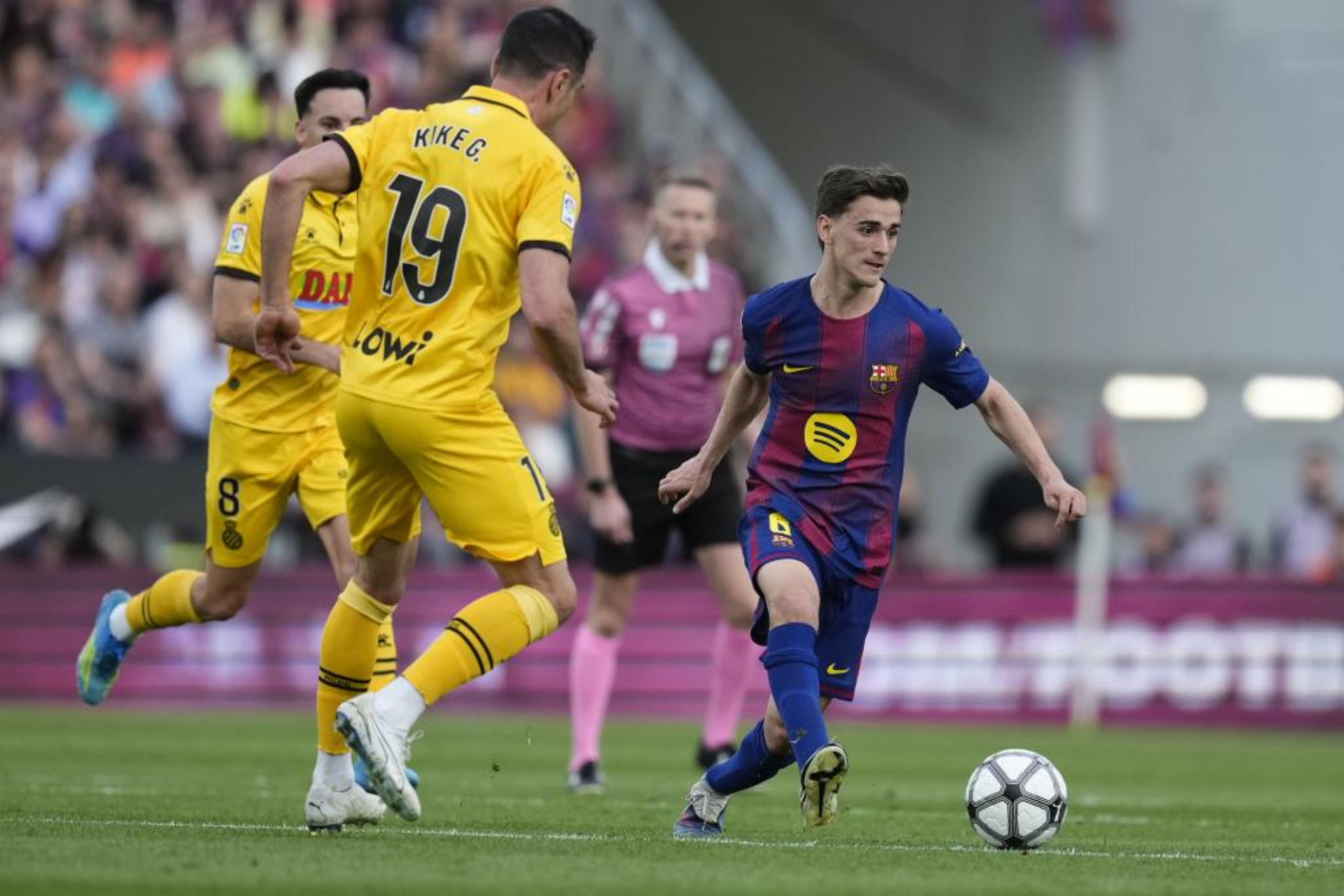 Gavi, durante el encuentro contra el Espanyol