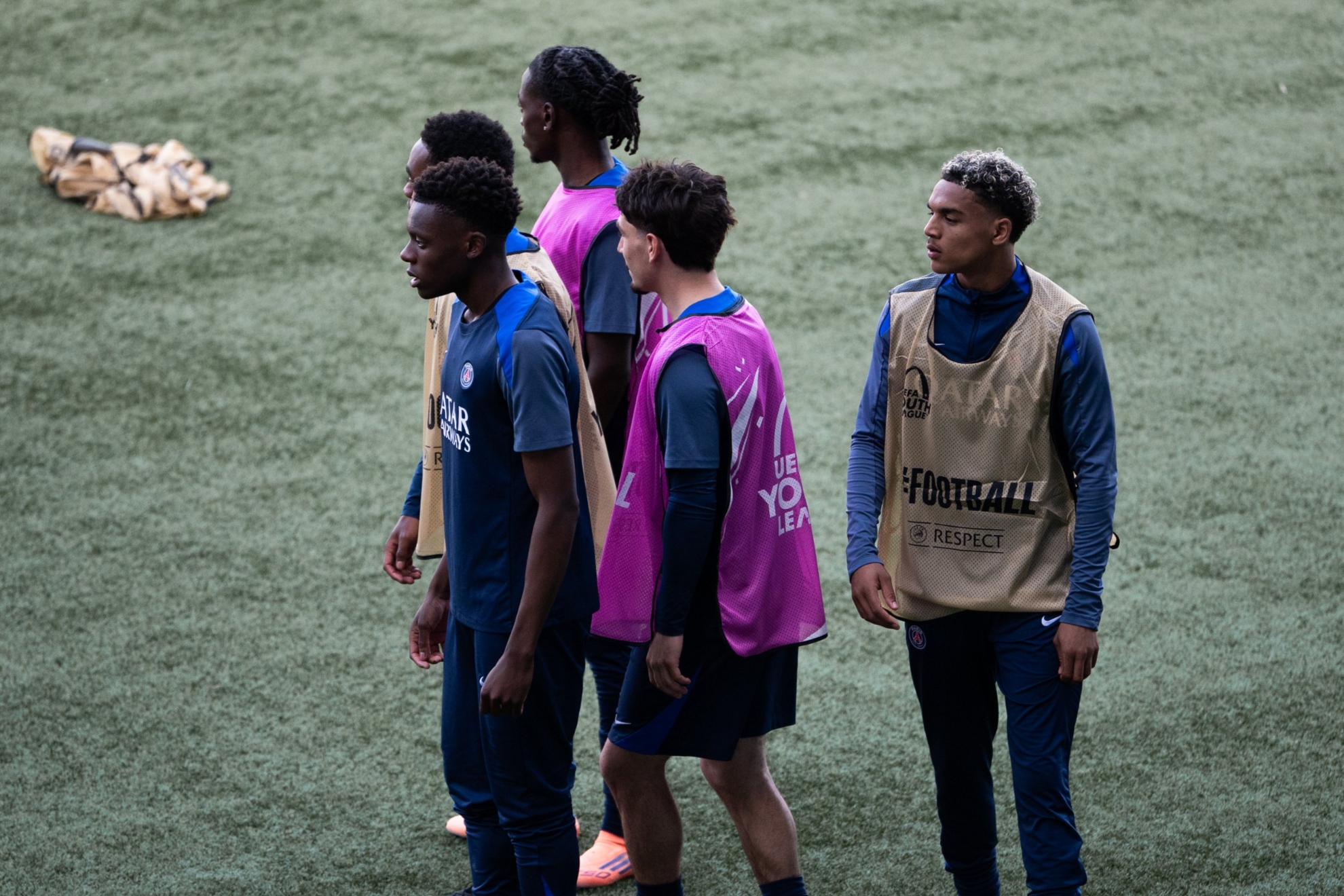Futbolistas del PSG en la sesión previa.