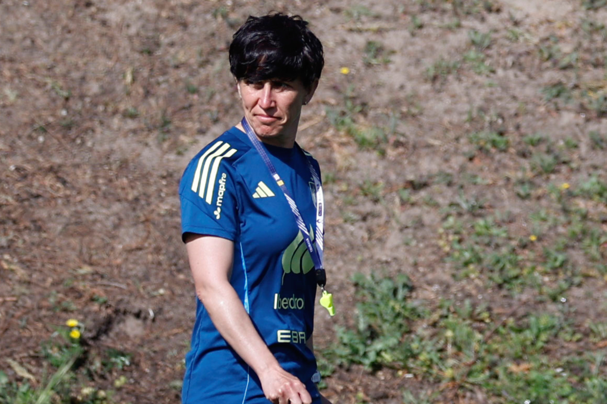 Sonia Bermúdez durante el último entrenamiento previo al partido ante Ucrania.