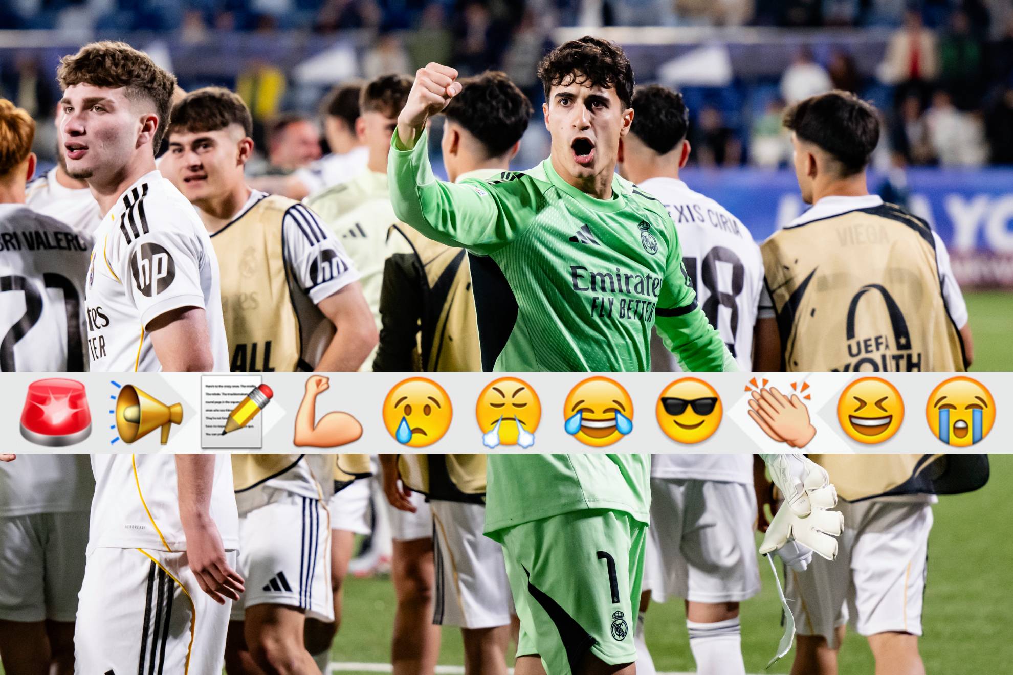 Javi Navarro celebra el pase del Juvenil A a la final de la Youth.