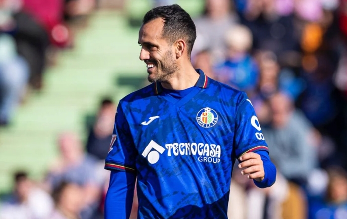 Juanmi durante un partido con el Getafe.