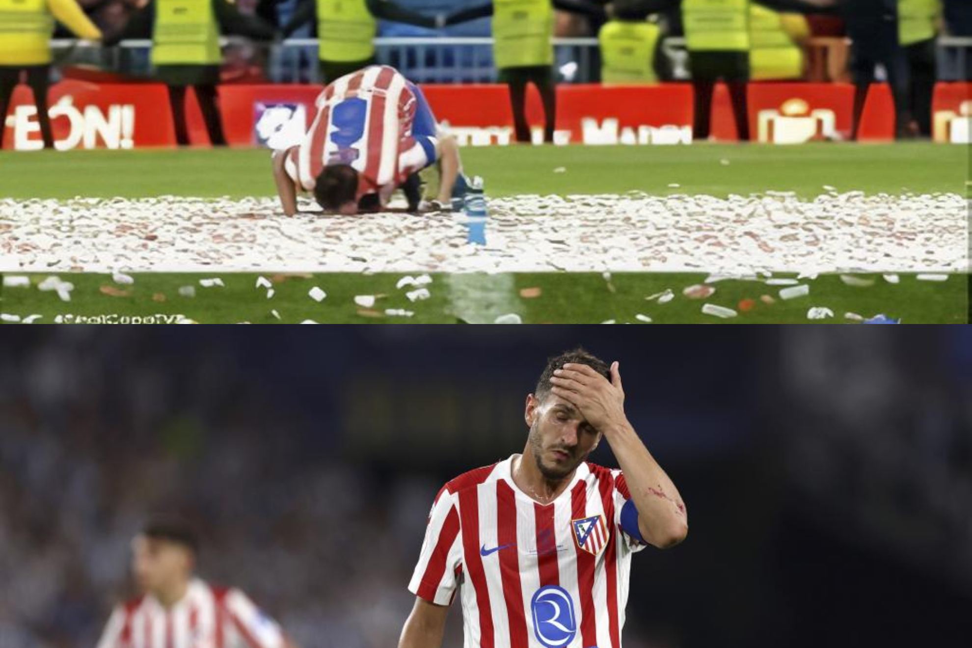 Koke ganando la Copa de 2013... Koke llorando tras perder la del 26.