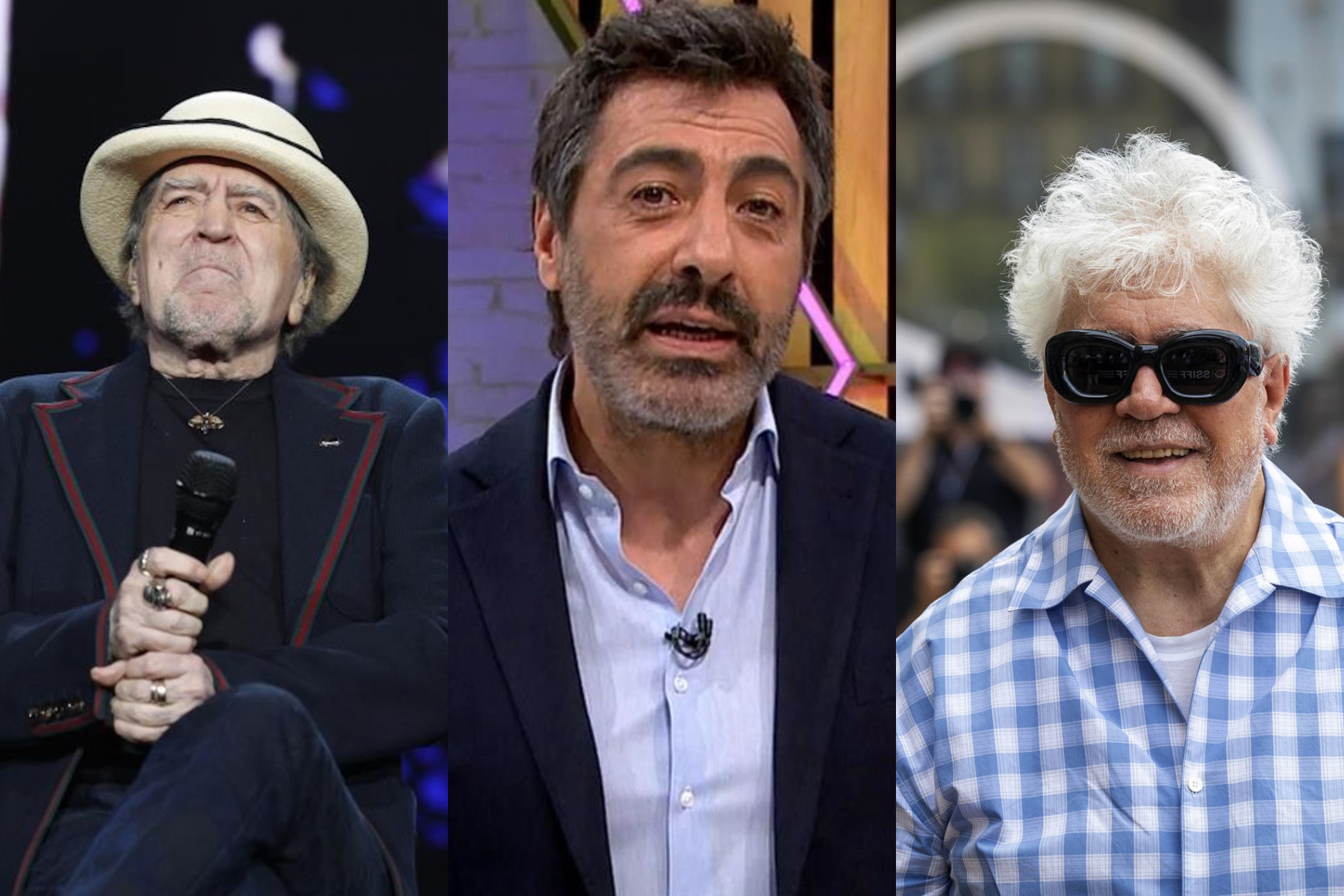 Joaquín Sabina, Juan del Val y Pedro Almodóvar.