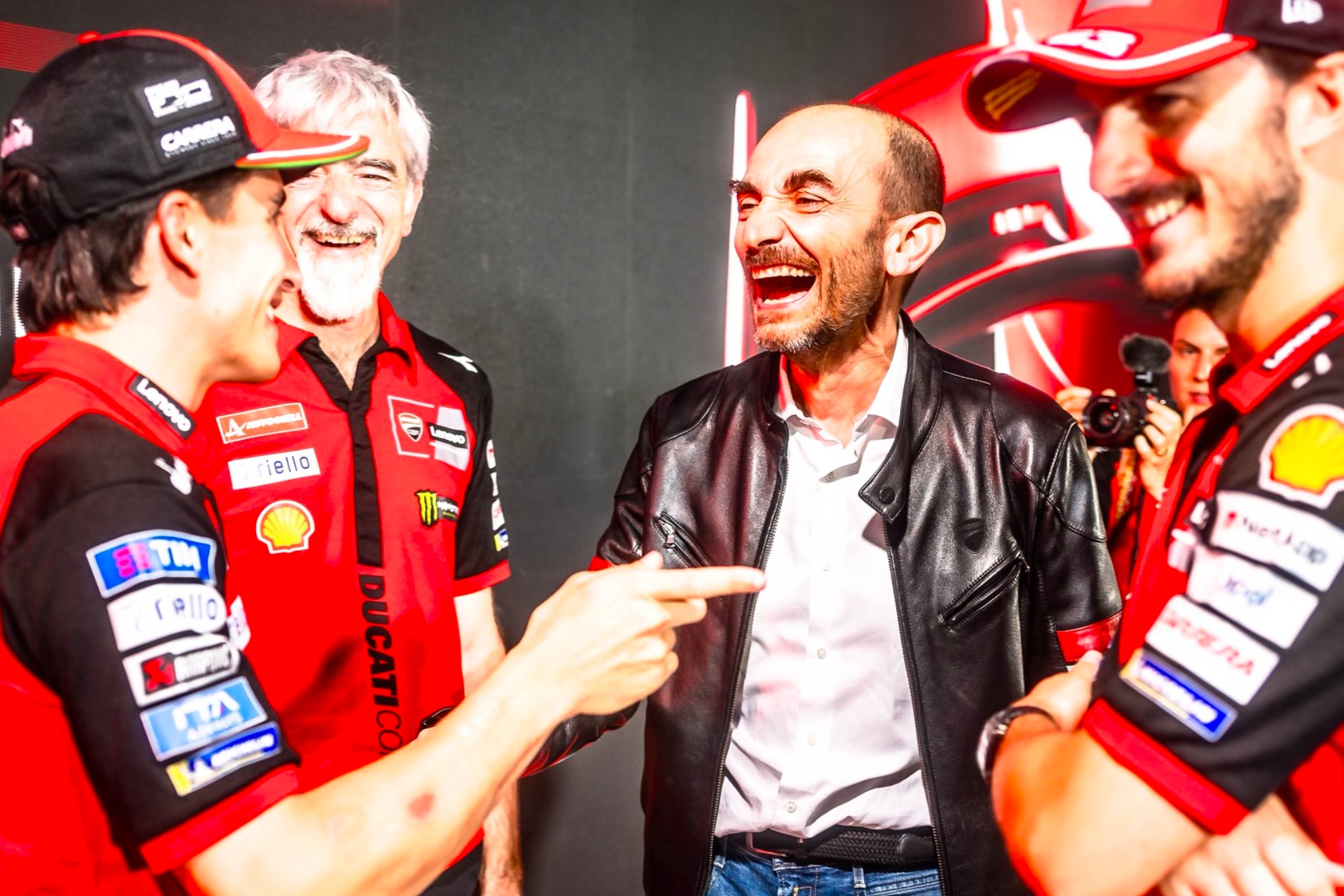 Marc Márquez, Gigi Dall'Igna, Claudio Domenicali y Pecco Bagnaia, en Austin.