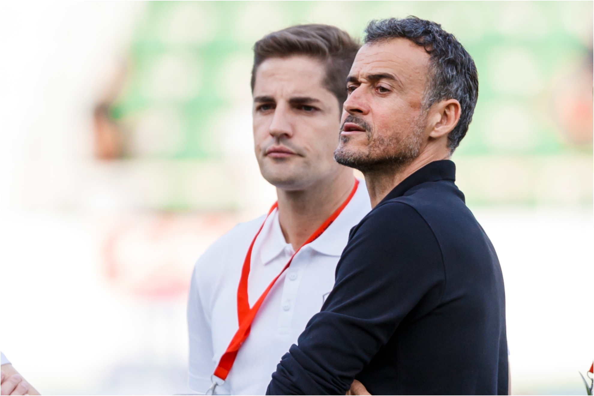 Roberto Moreno y Luis Enrique con la Selección española.