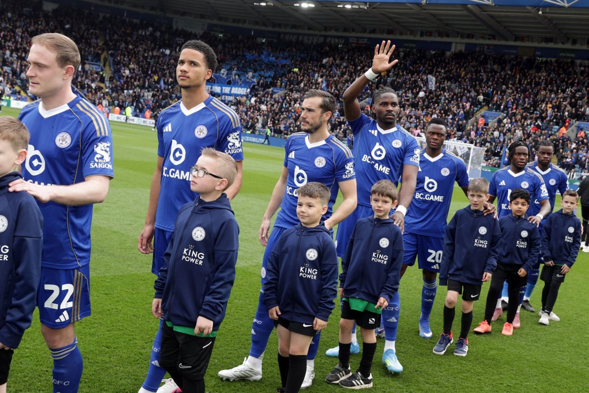 Los jugadores del Leicester antes de un partido