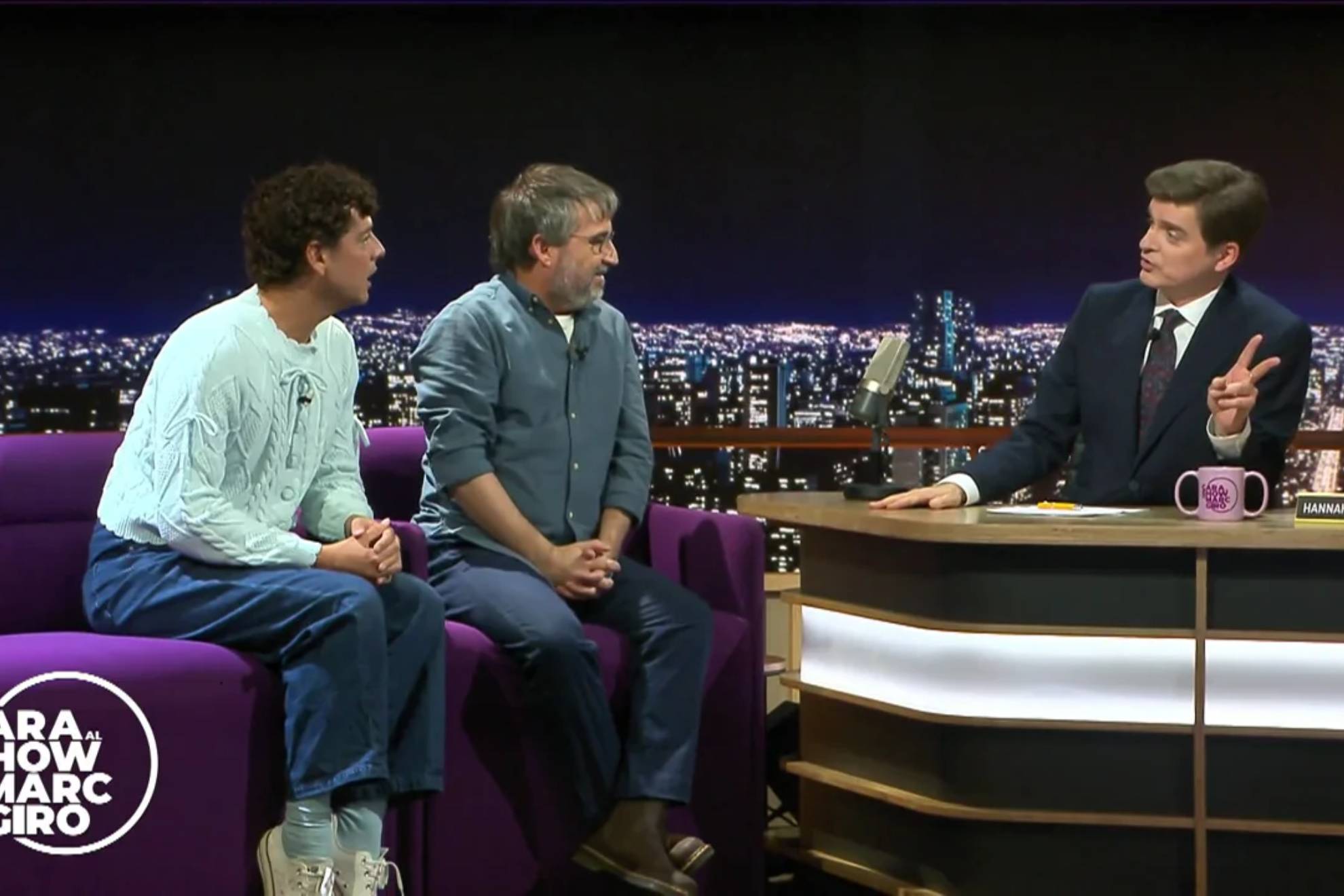 Eduardo Casanova y Jordi Evole, con Marc Giro