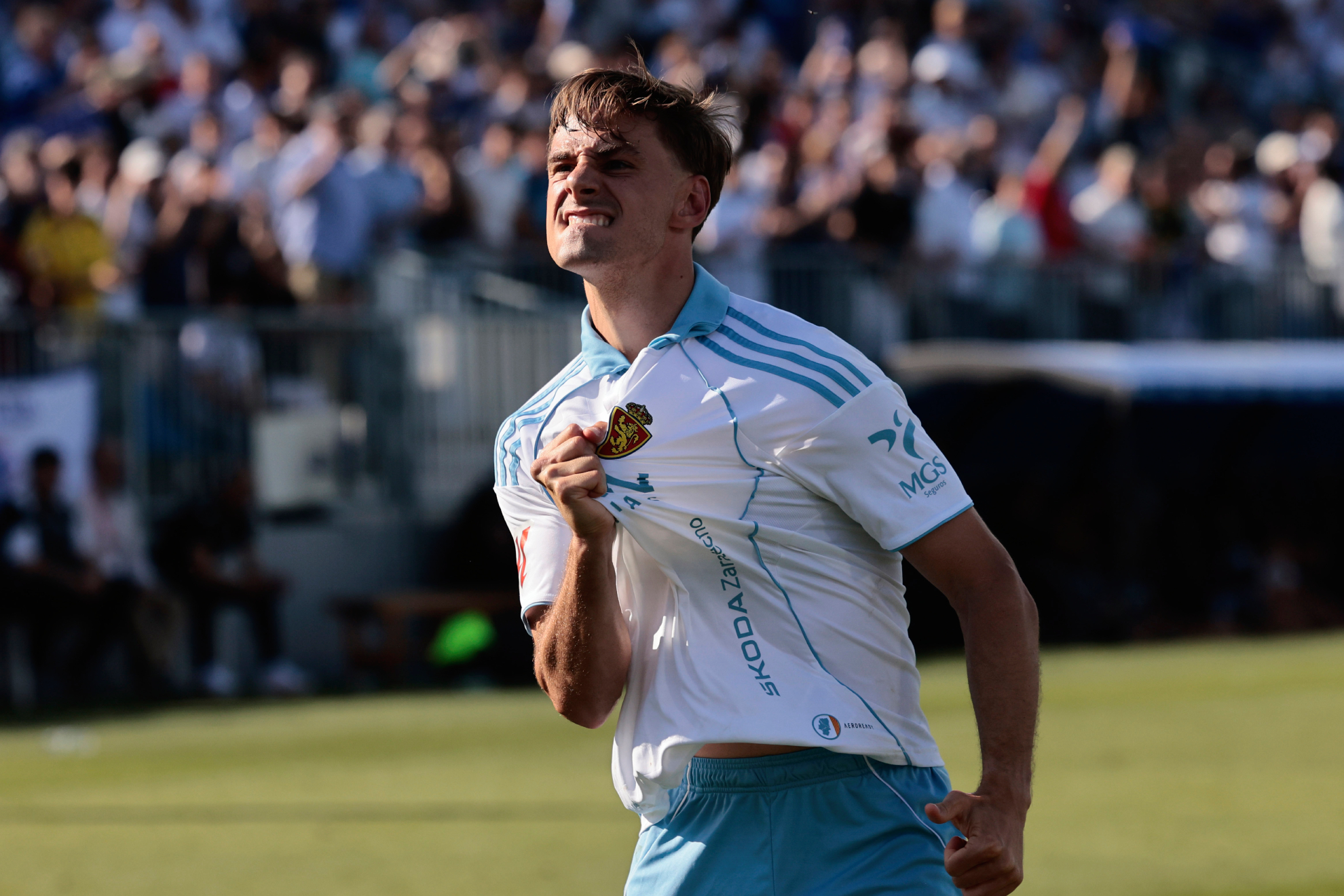 Dani Gómez, celebrando su gol al Ceuta.
