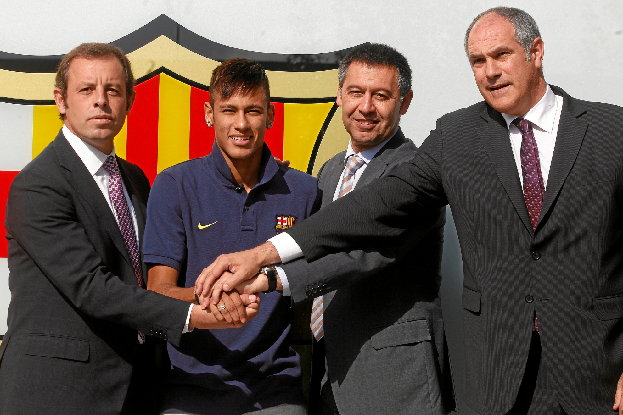 Rosell, Neymar, Bartomeu y Zubizarreta.