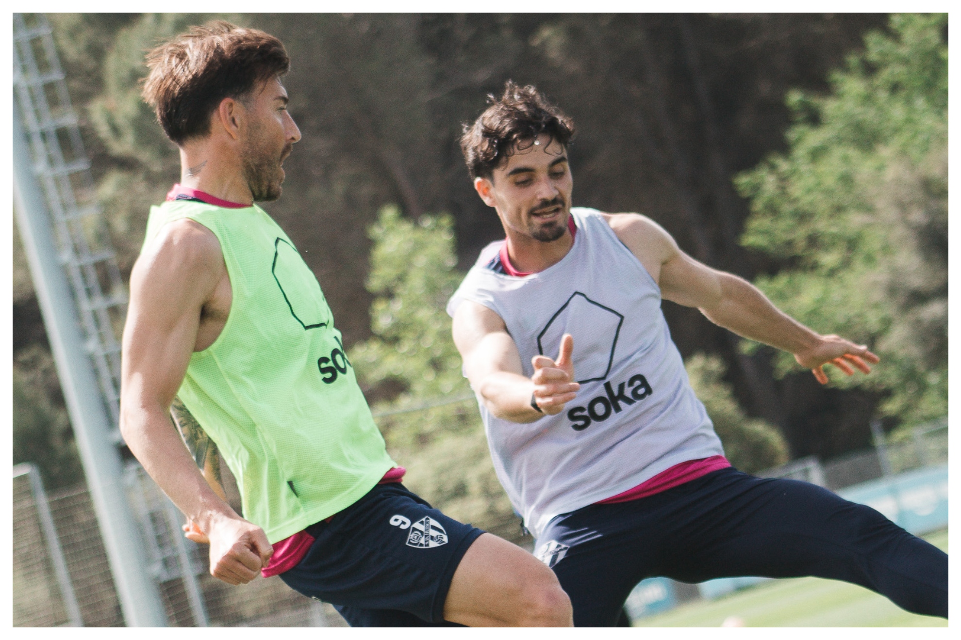 Sergi Enrich junto a Toni Abad durante el entrenamiento de este miércoles