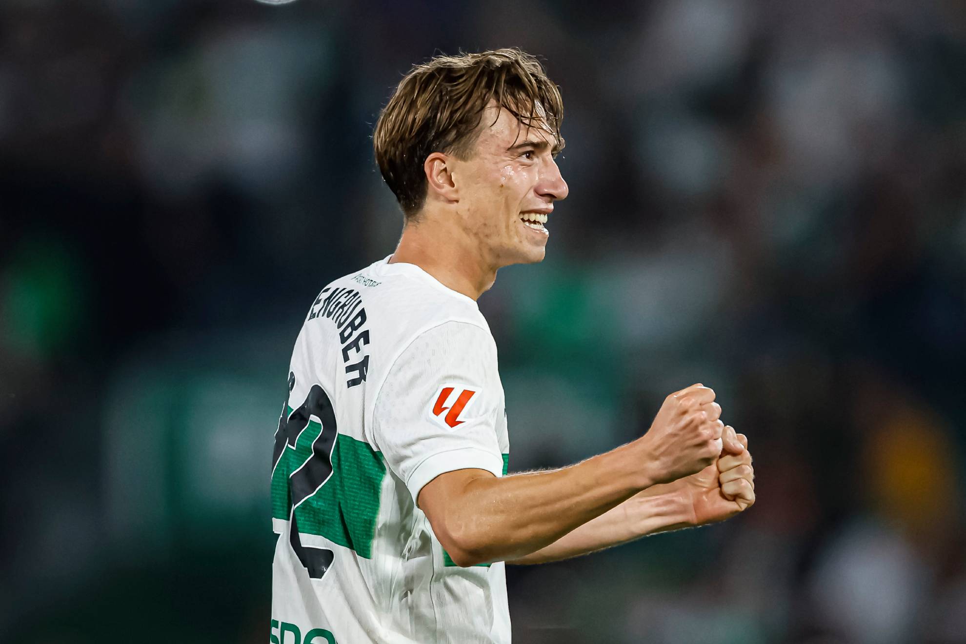 Affengruber celebra su gol ante el Atlético.