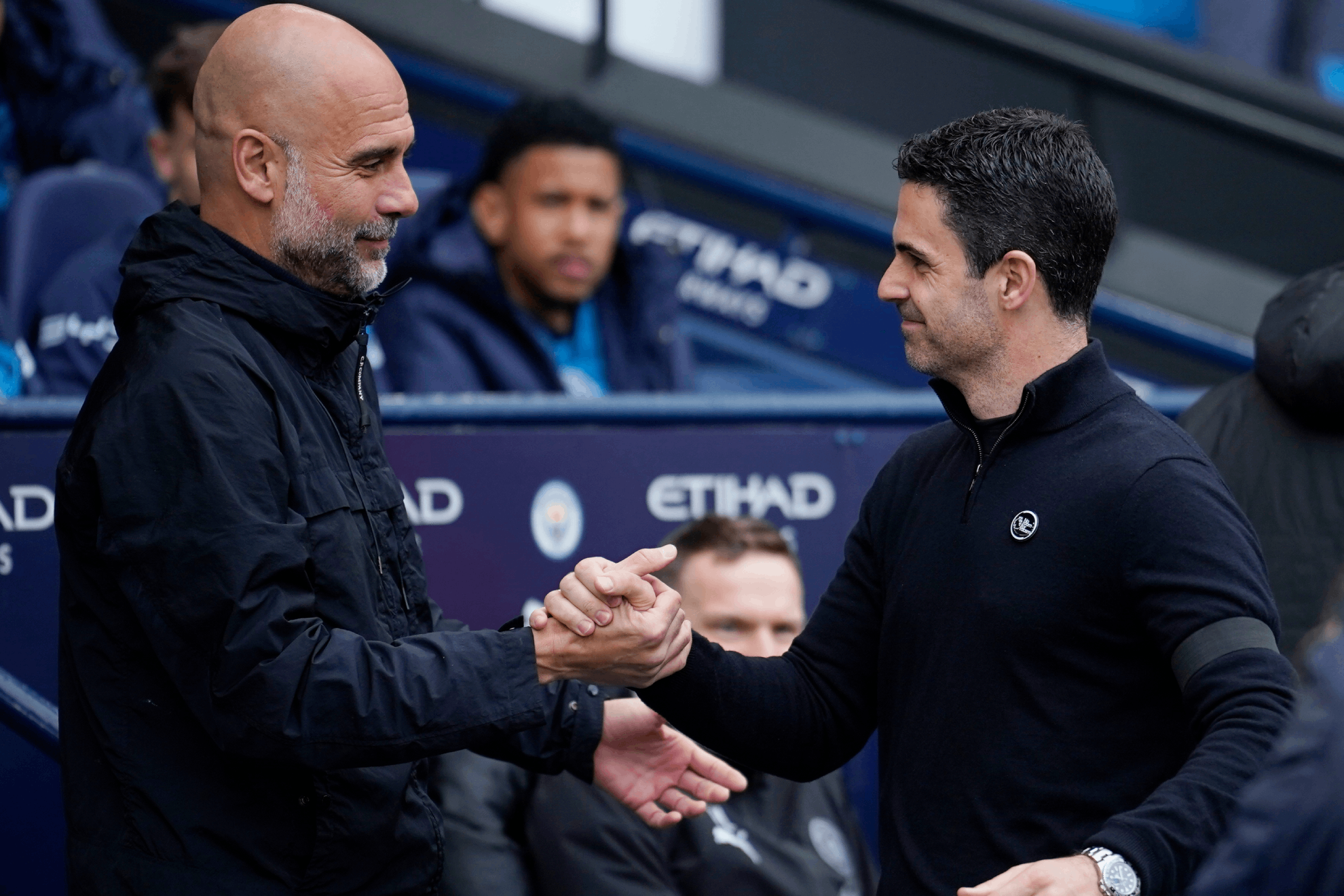 Guardiola y Arteta se saludan