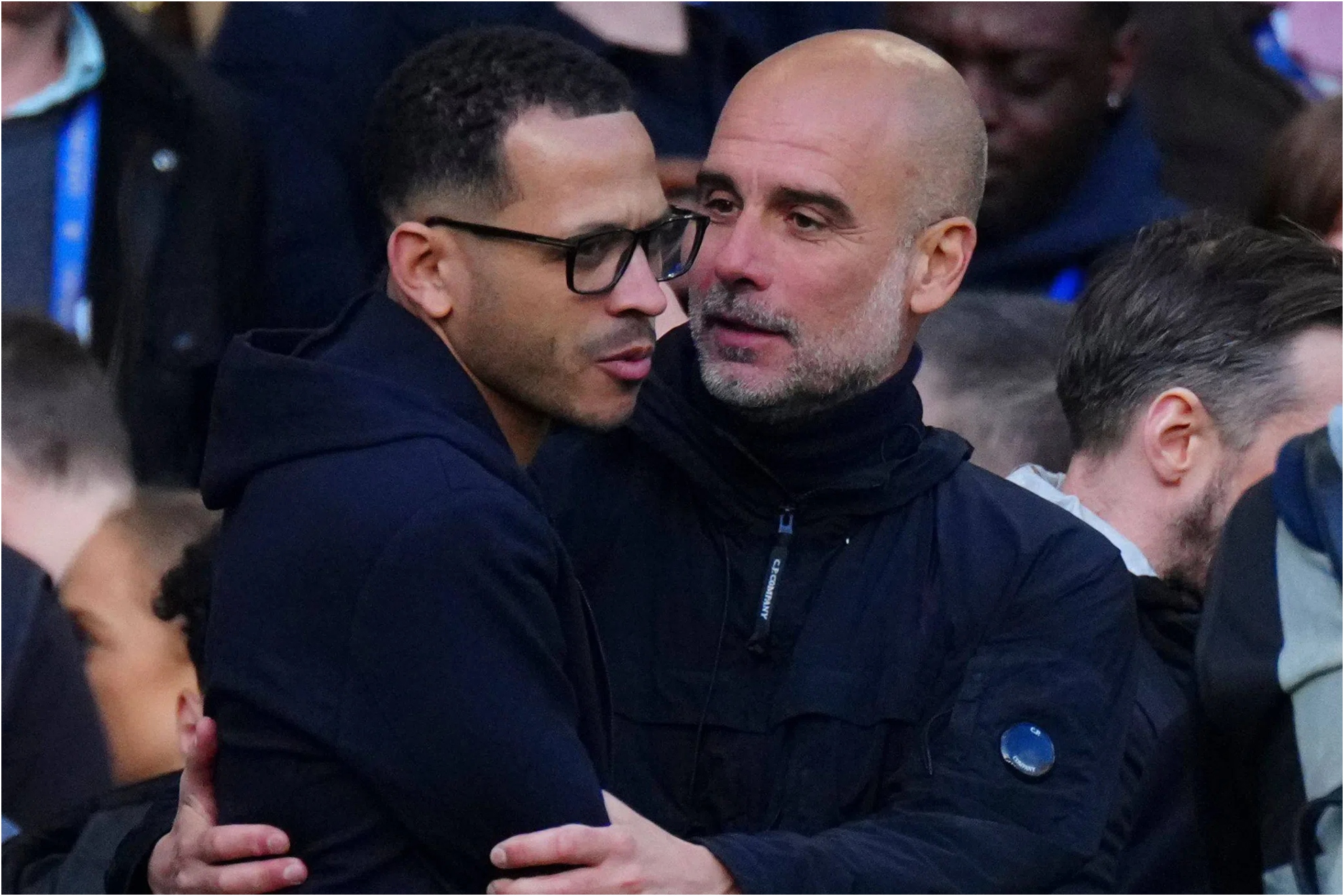 Rosenior y Guardiola durante un partido de la Premier.