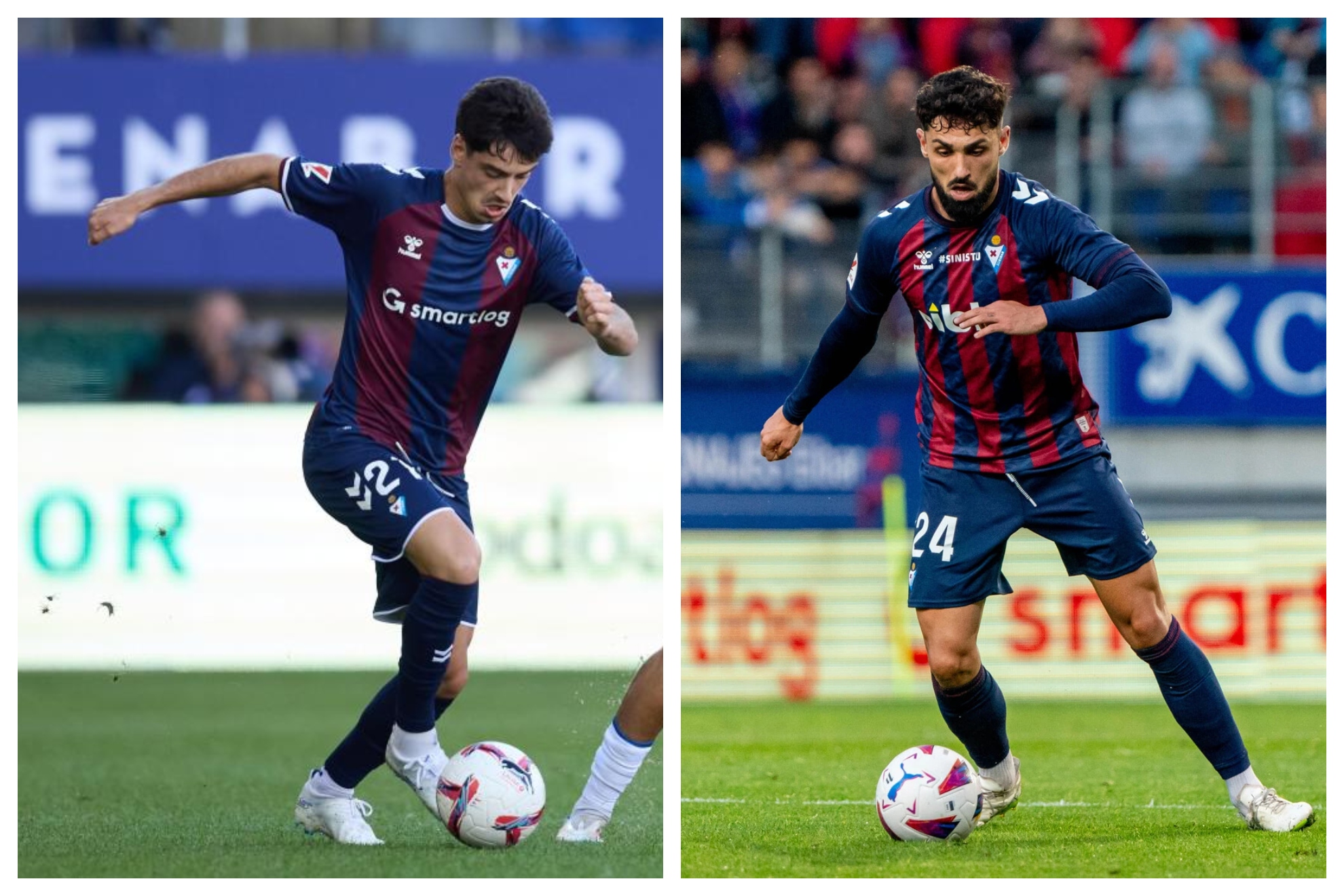 Jon Guruzeta y Peru Nolaskoain, con la camiseta del Eibar