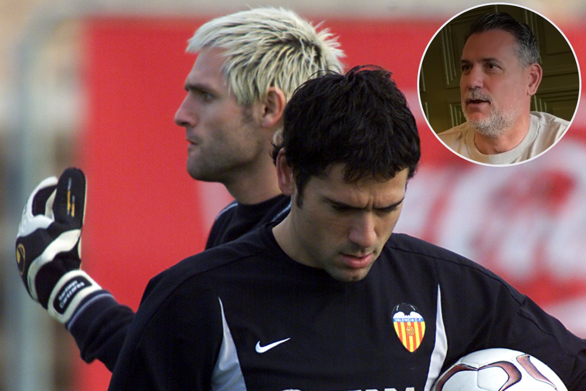 Cañizares y Palop, en un entrenamiento del Valencia.