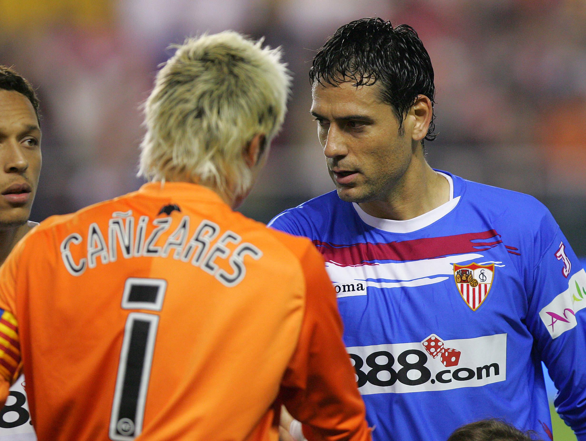 Cañizares y Palop, en un partido Valencia - Sevilla.