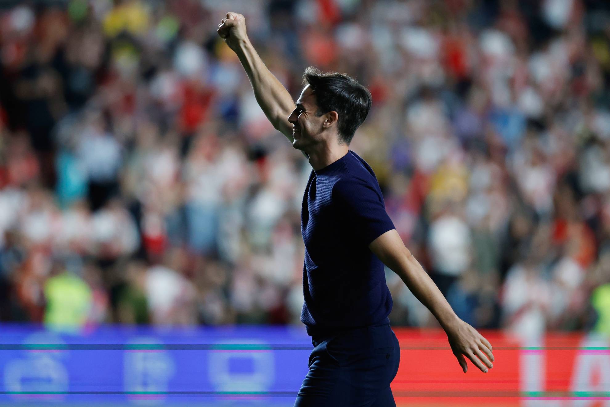 Iñigo celebra el triunfo ante el Espanyol.